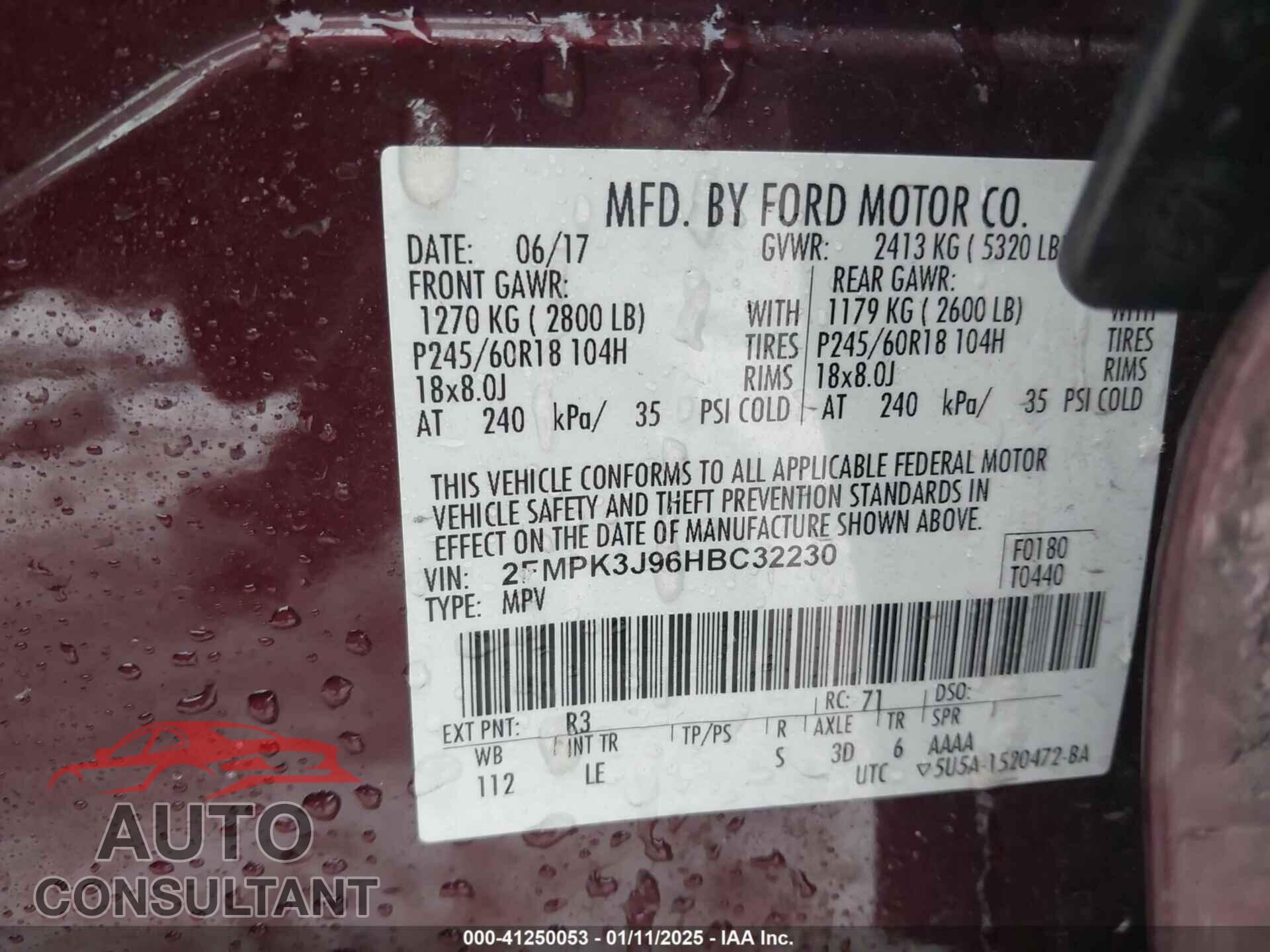 FORD EDGE 2017 - 2FMPK3J96HBC32230