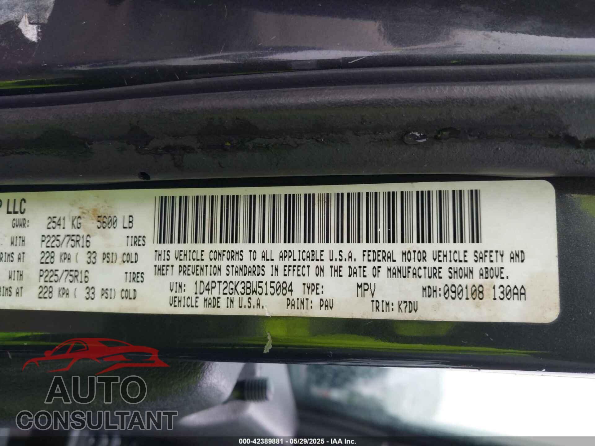 DODGE NITRO 2011 - 1D4PT2GK3BW515084