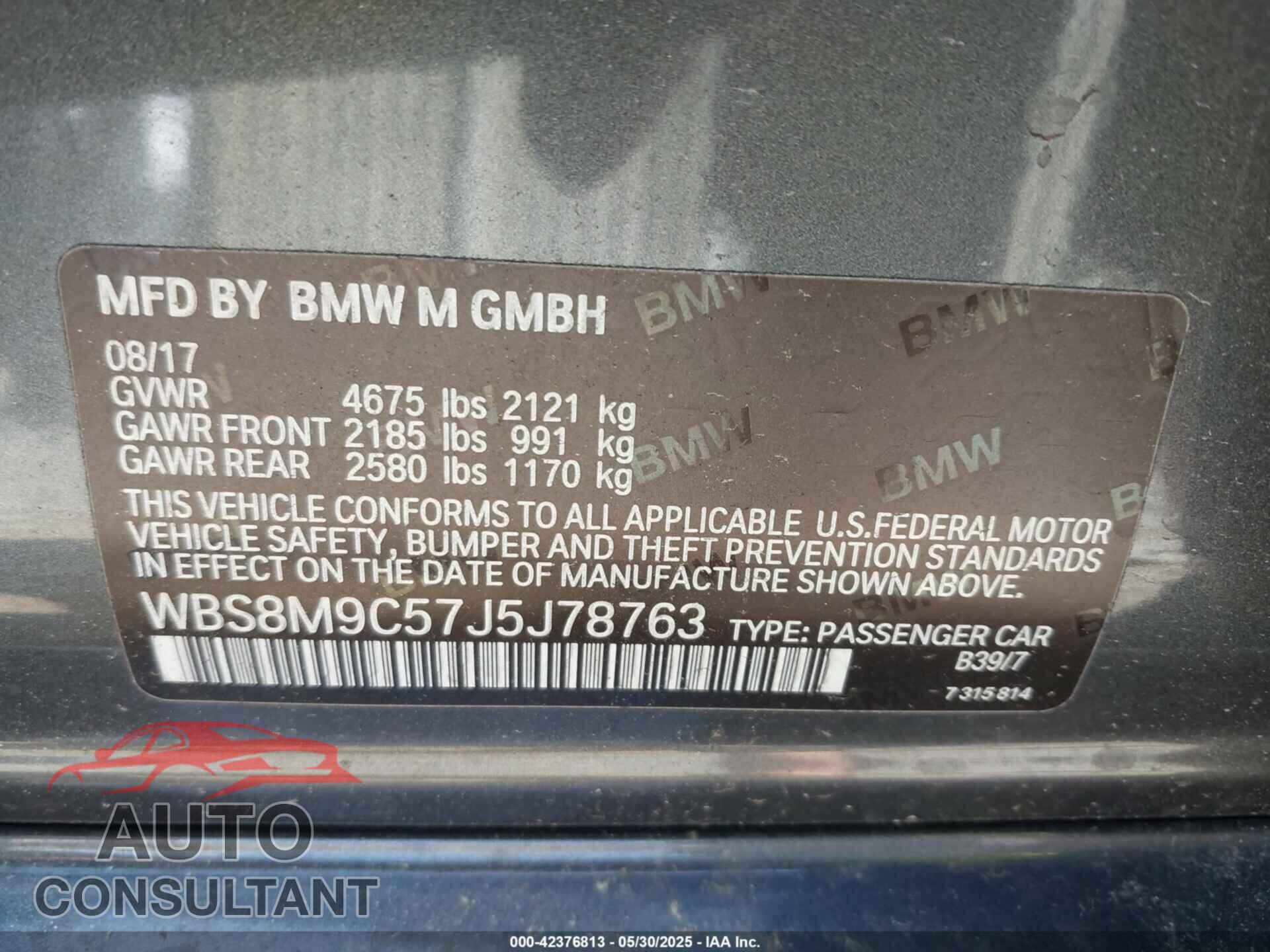 BMW M3 2018 - WBS8M9C57J5J78763