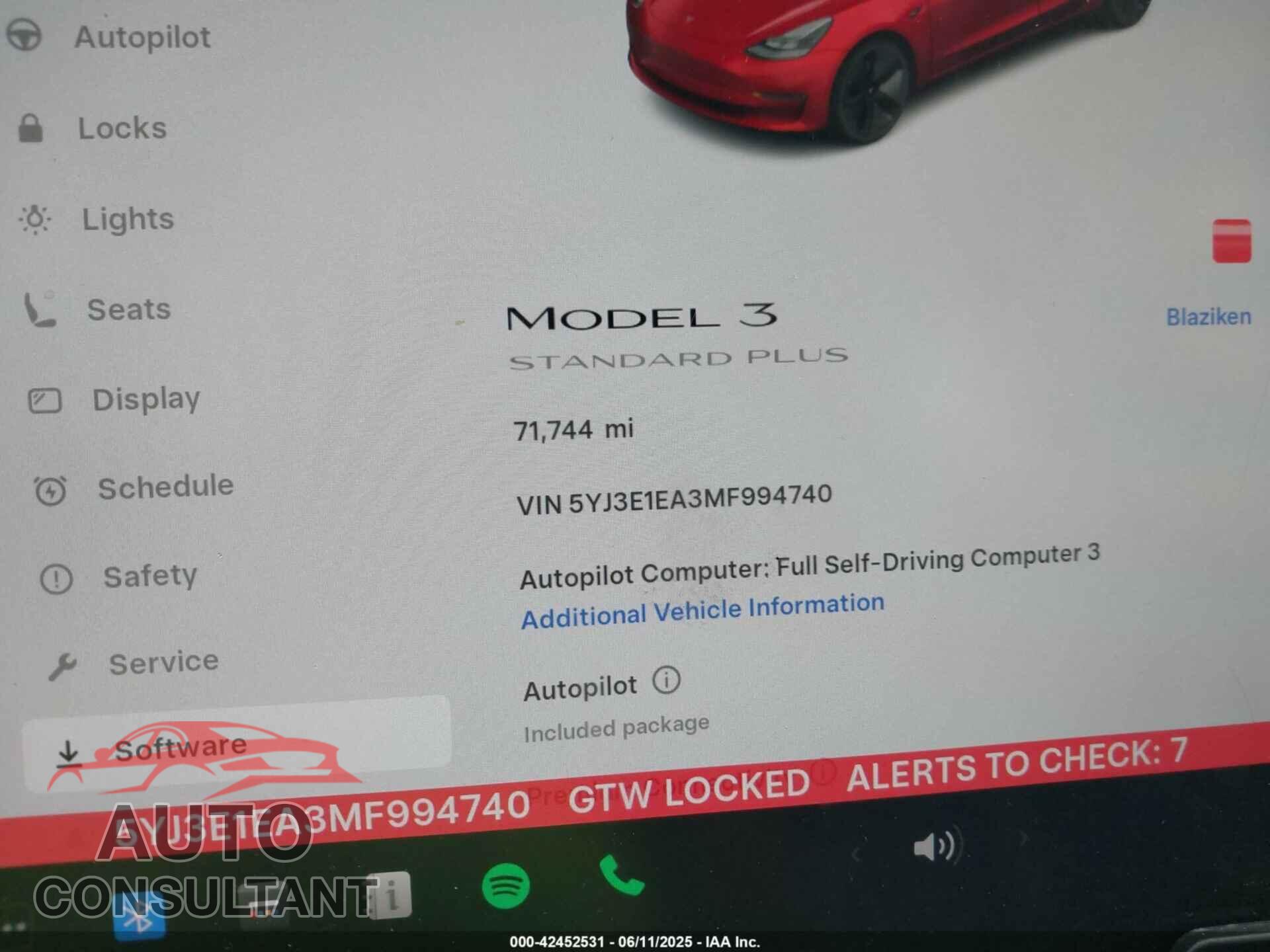 TESLA MODEL 3 2021 - 5YJ3E1EA3MF994740