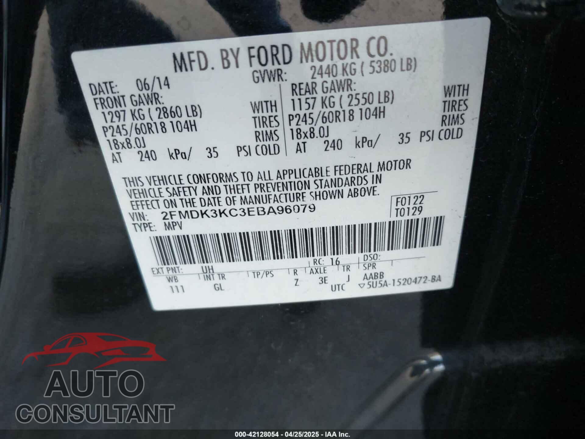 FORD EDGE 2014 - 2FMDK3KC3EBA96079