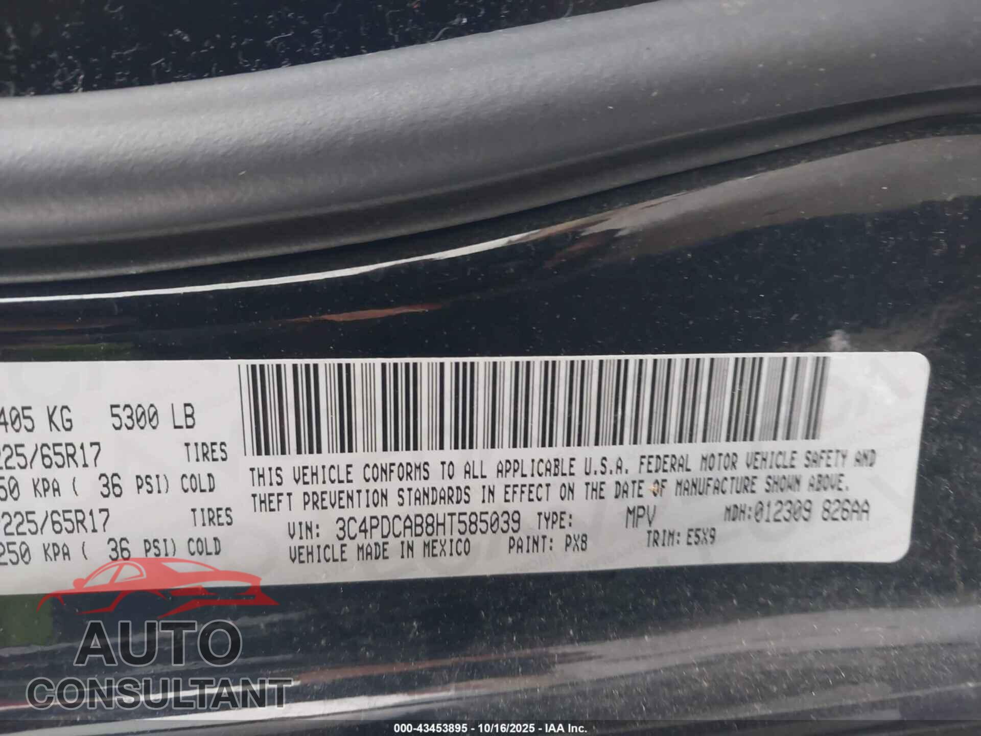 DODGE JOURNEY 2017 - 3C4PDCAB8HT585039