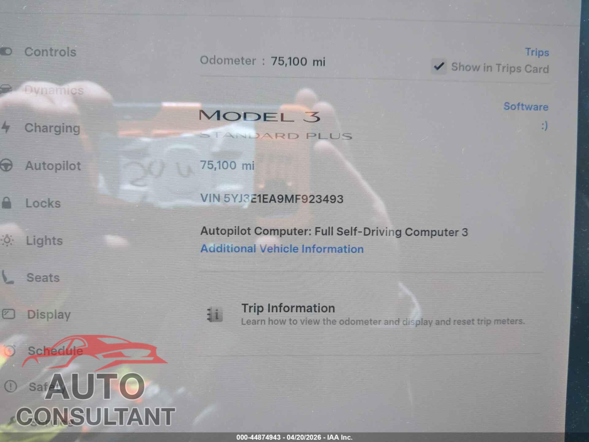 TESLA MODEL 3 2021 - 5YJ3E1EA9MF923493