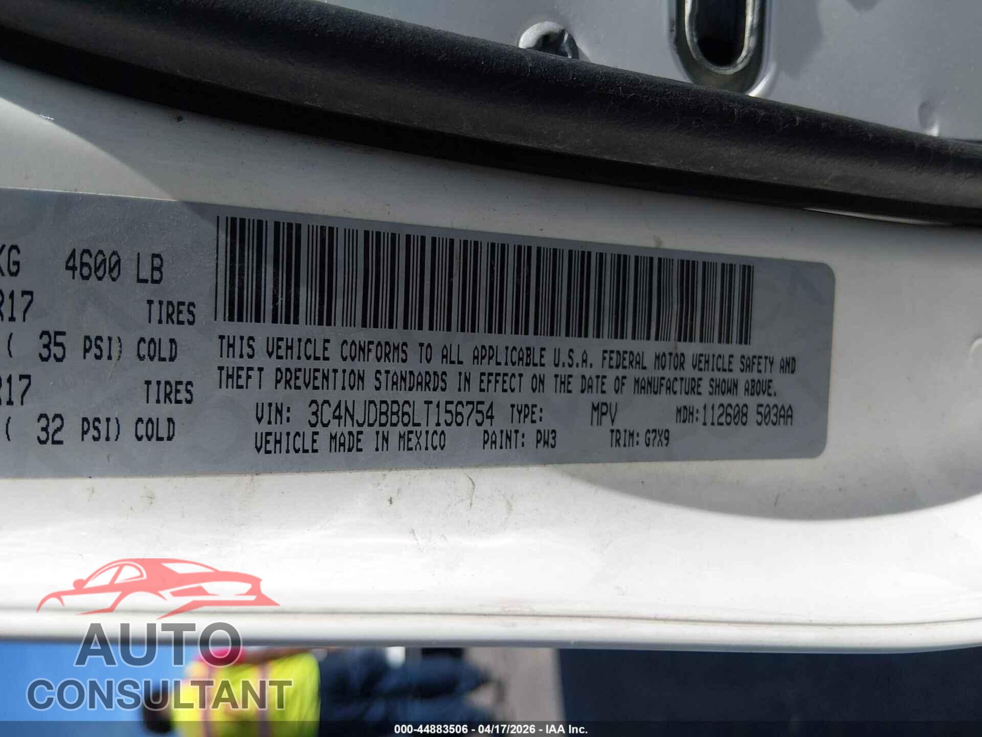 JEEP COMPASS 2020 - 3C4NJDBB6LT156754