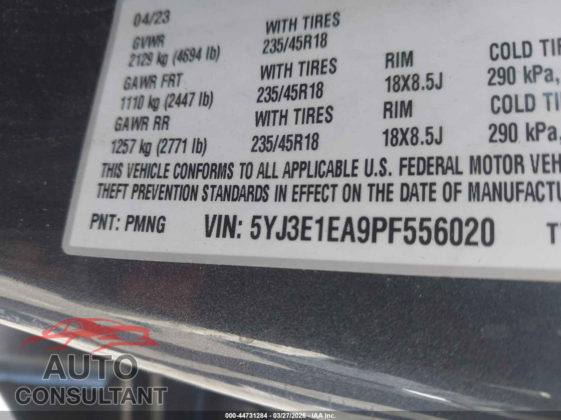TESLA MODEL 3 2023 - 5YJ3E1EA9PF556020