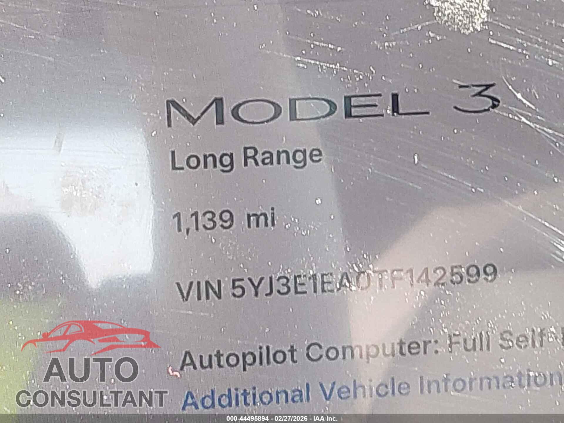 TESLA MODEL 3 2026 - 5YJ3E1EA0TF142599