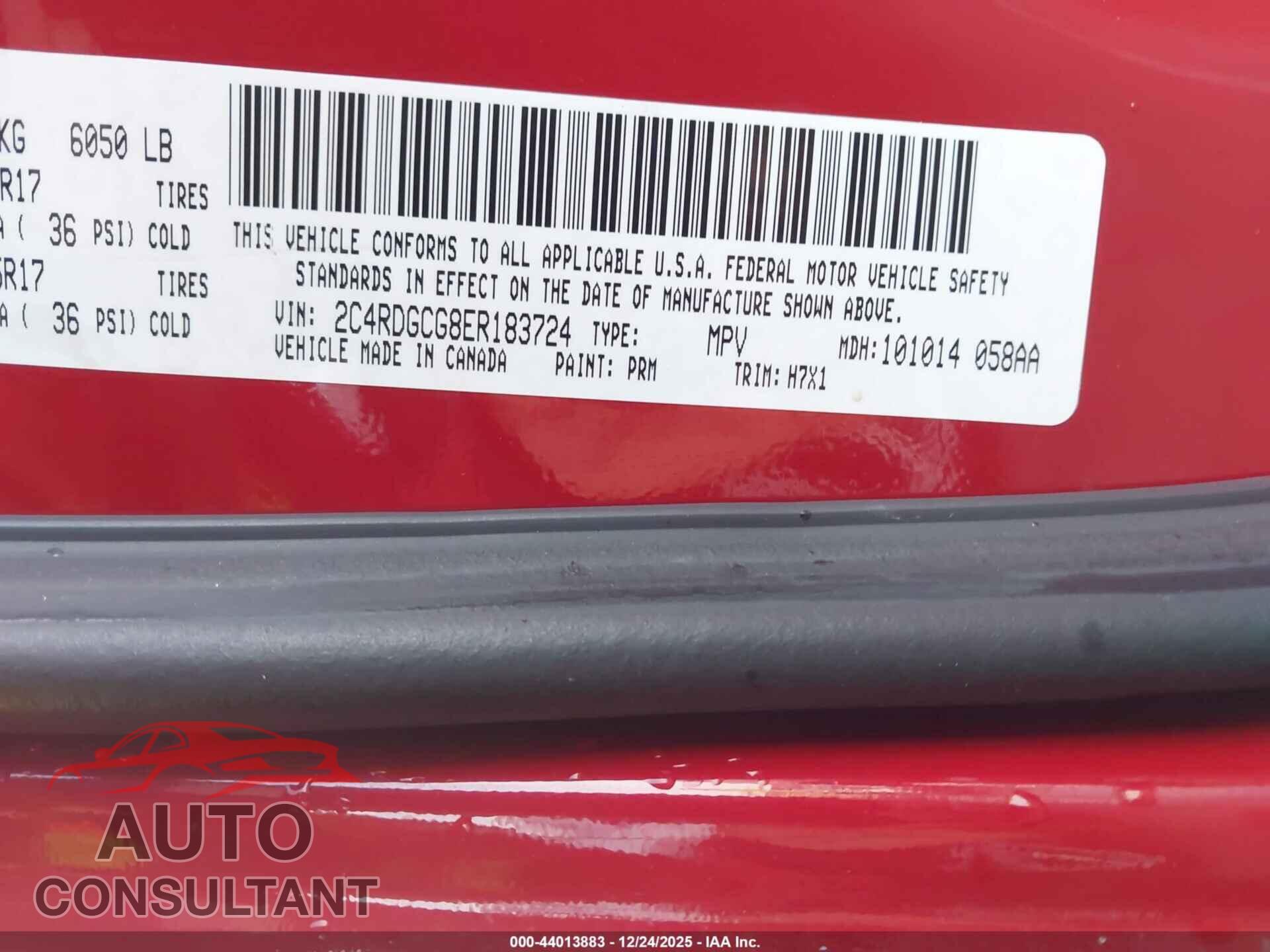 DODGE GRAND CARAVAN 2014 - 2C4RDGCG8ER183724