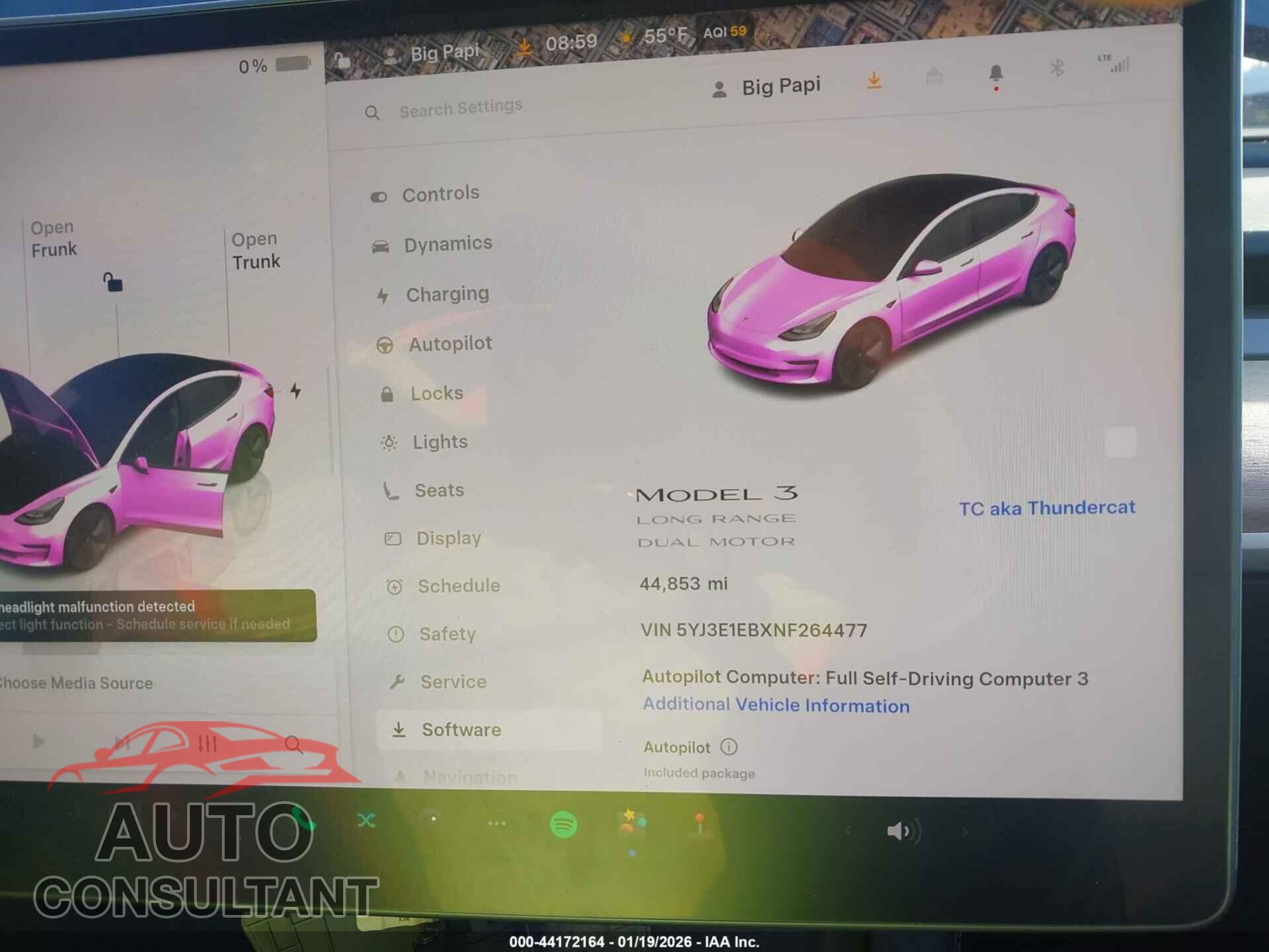 TESLA MODEL 3 2022 - 5YJ3E1EBXNF264477
