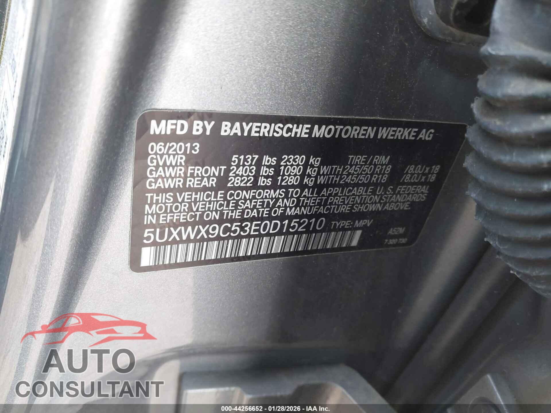 BMW X3 2014 - 5UXWX9C53E0D15210