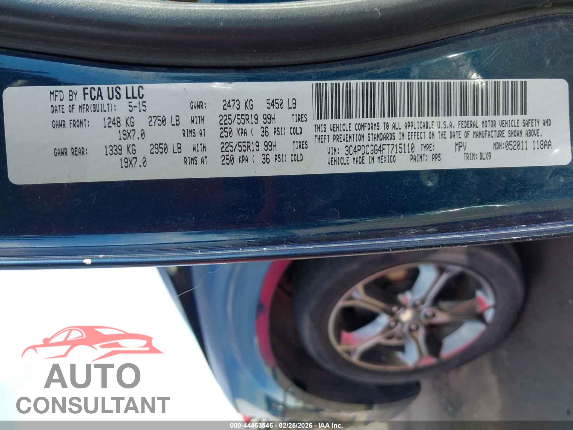 DODGE JOURNEY 2015 - 3C4PDCGG4FT715110