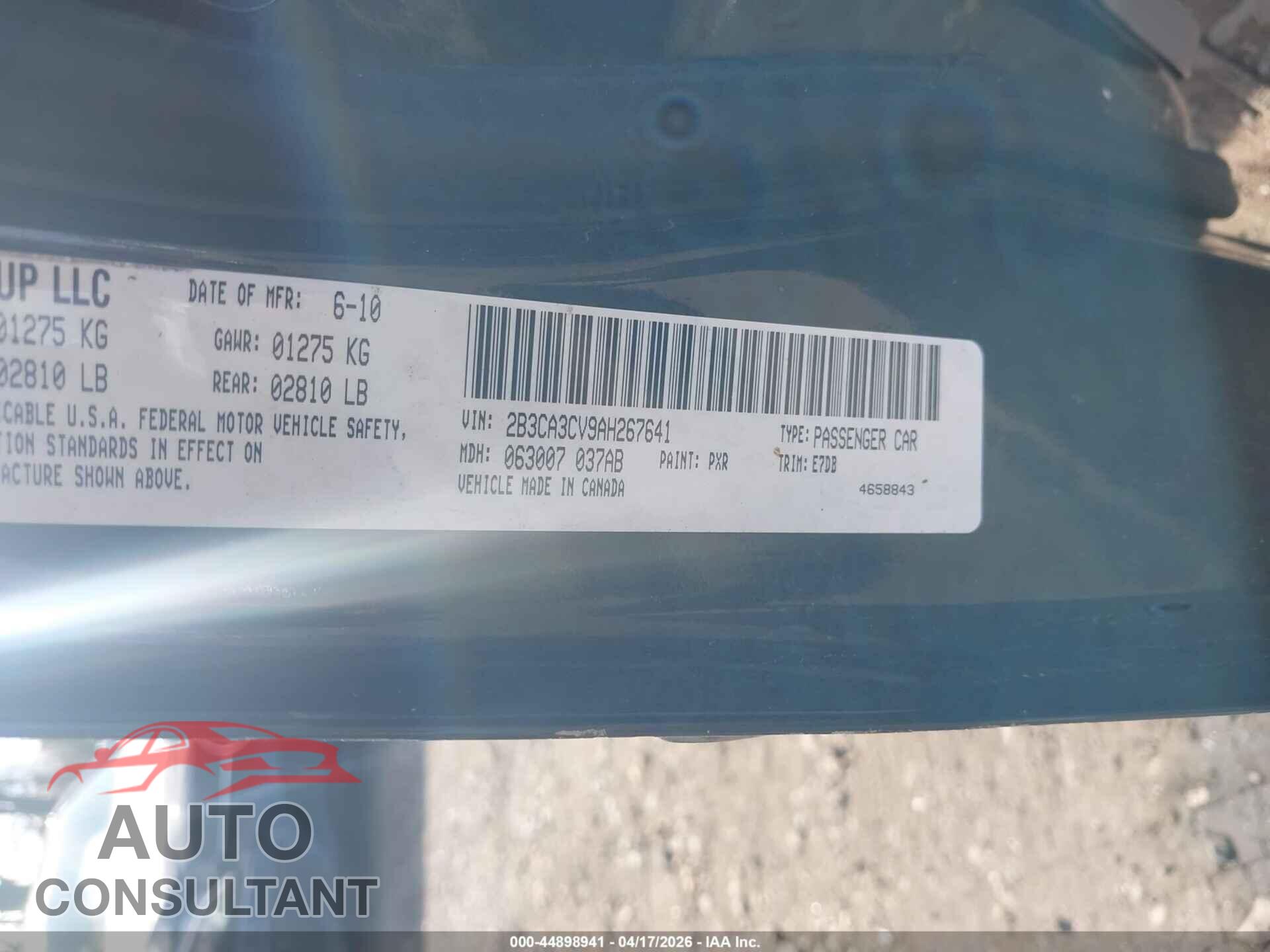 DODGE CHARGER 2010 - 2B3CA3CV9AH267641