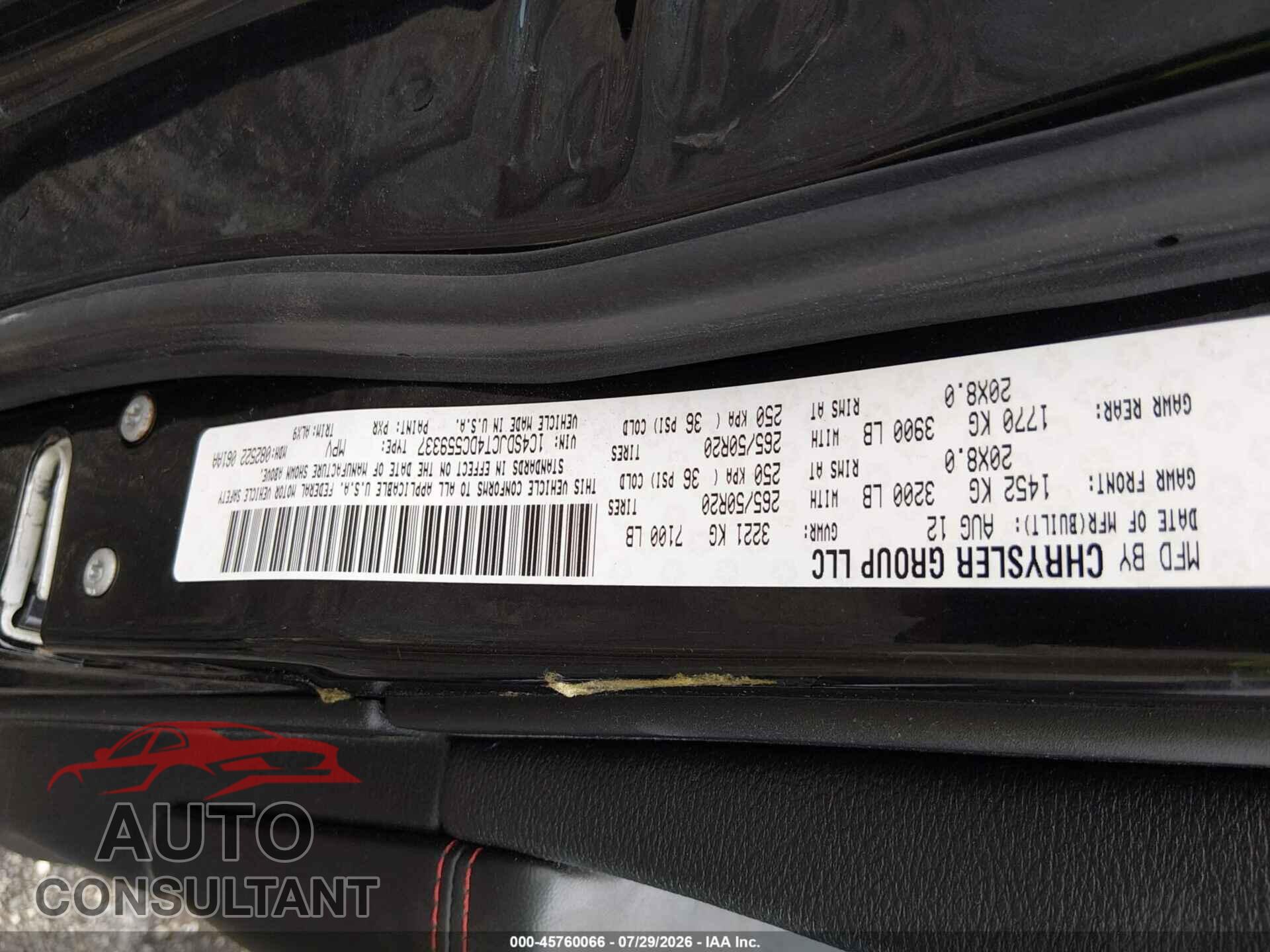 DODGE DURANGO 2013 - 1C4SDJCT4DC559337