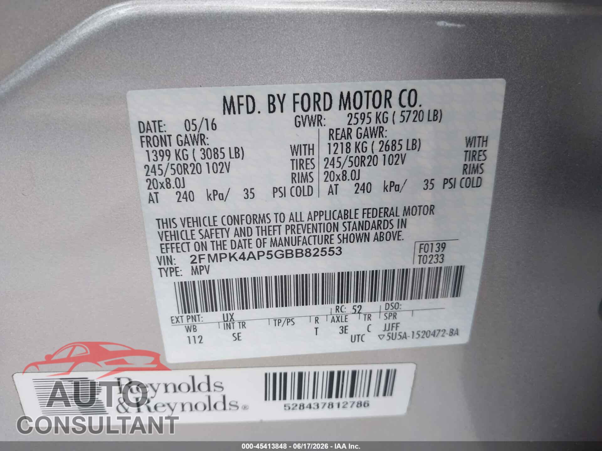 FORD EDGE 2016 - 2FMPK4AP5GBB82553