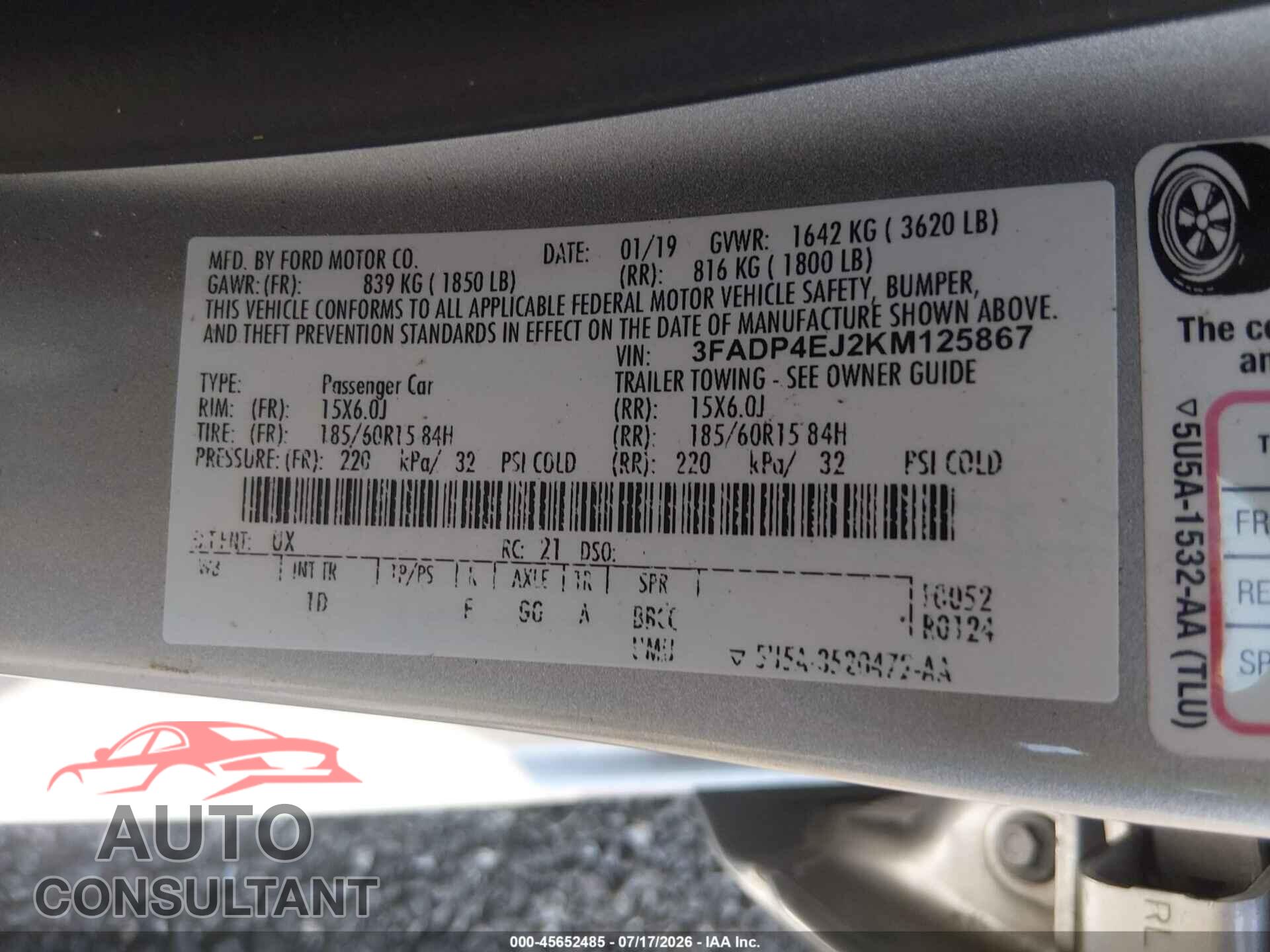FORD FIESTA 2019 - 3FADP4EJ2KM125867