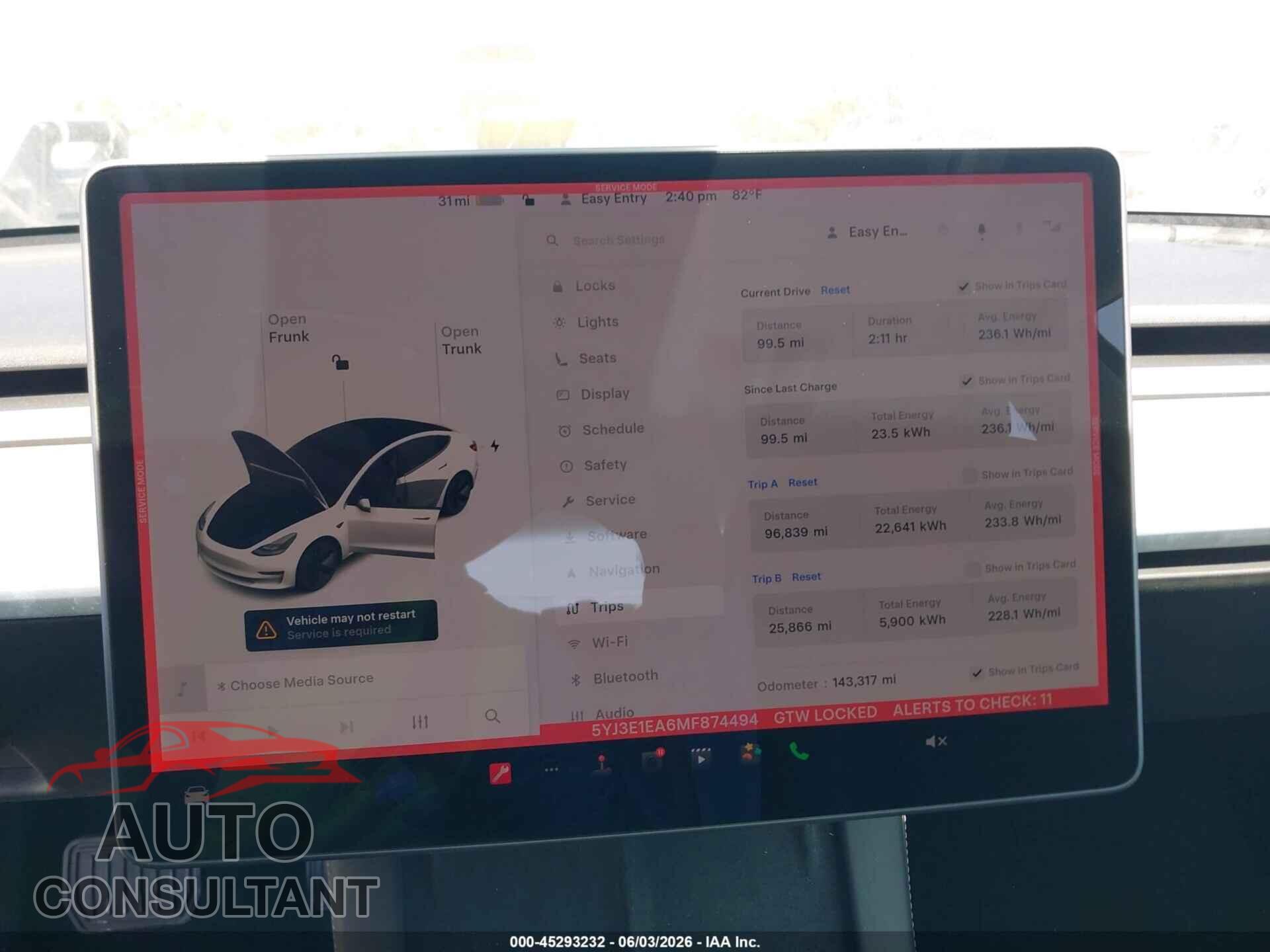 TESLA MODEL 3 2021 - 5YJ3E1EA6MF874494