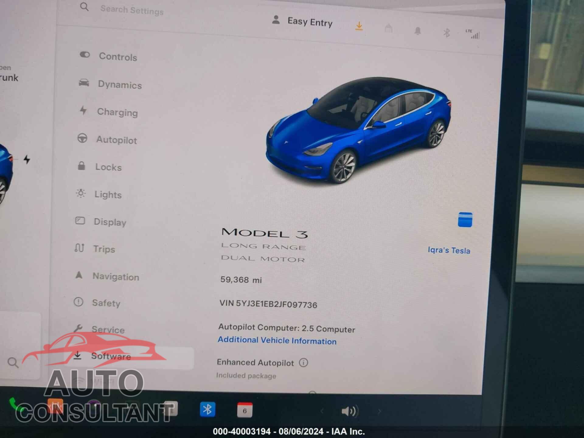 TESLA MODEL 3 2018 - 5YJ3E1EB2JF097736