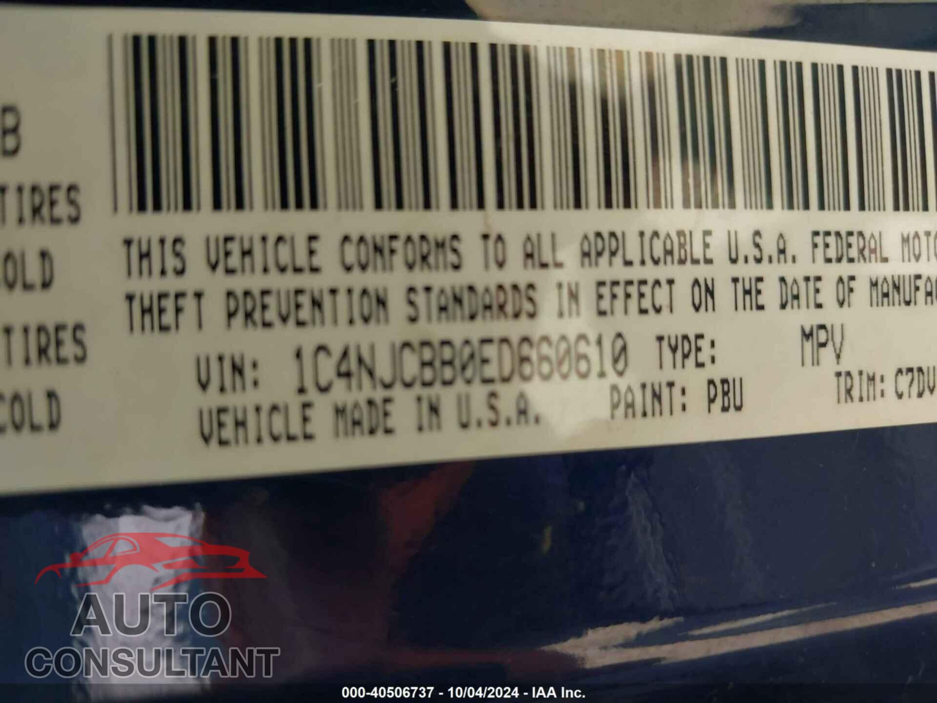 JEEP COMPASS 2014 - 1C4NJCBB0ED660610