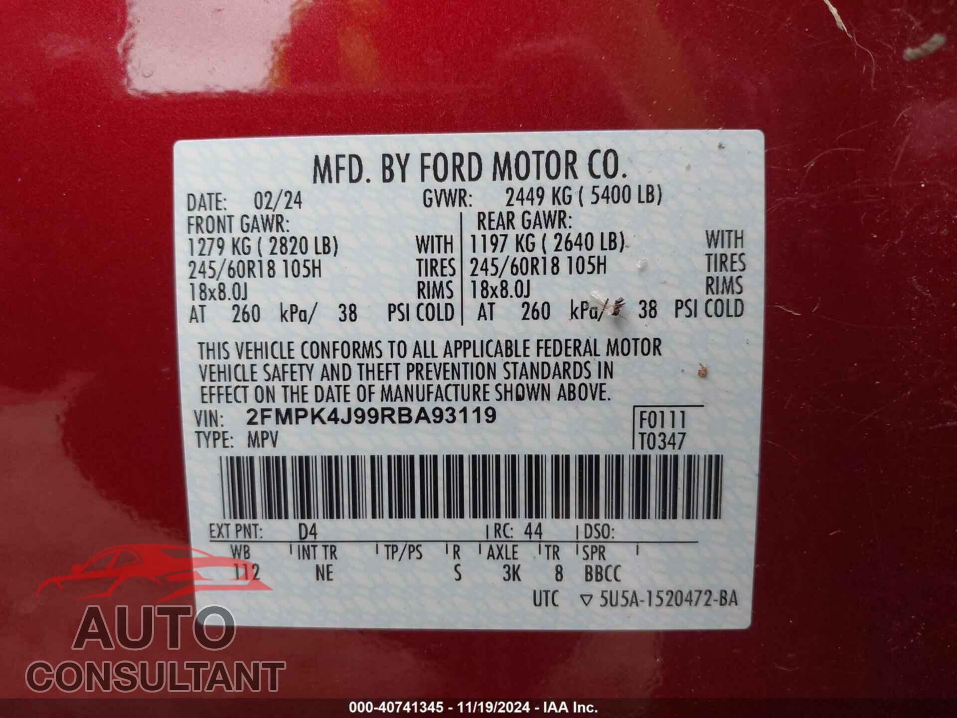 FORD EDGE 2024 - 2FMPK4J99RBA93119