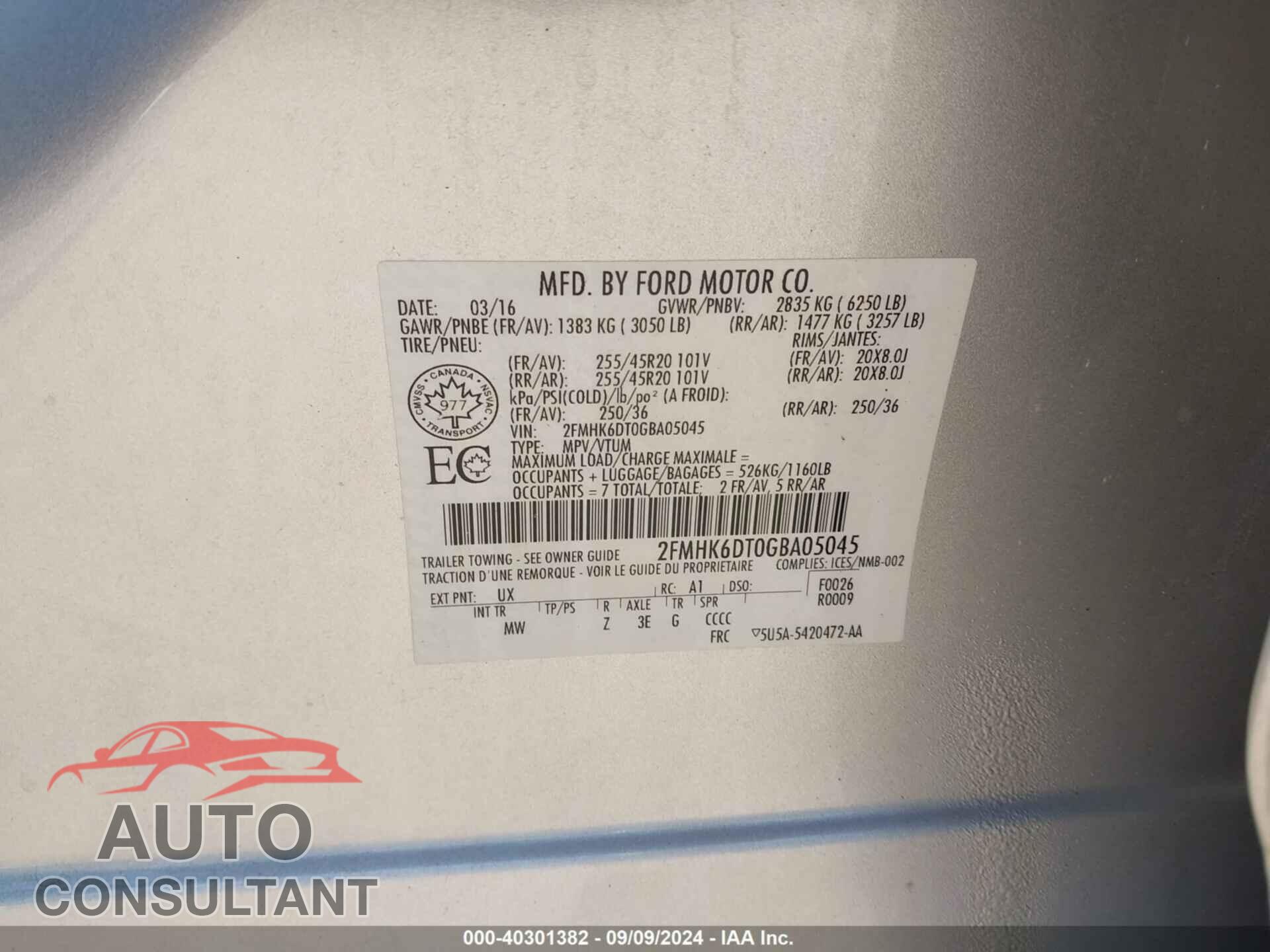 FORD FLEX 2016 - 2FMHK6DT0GBA05045
