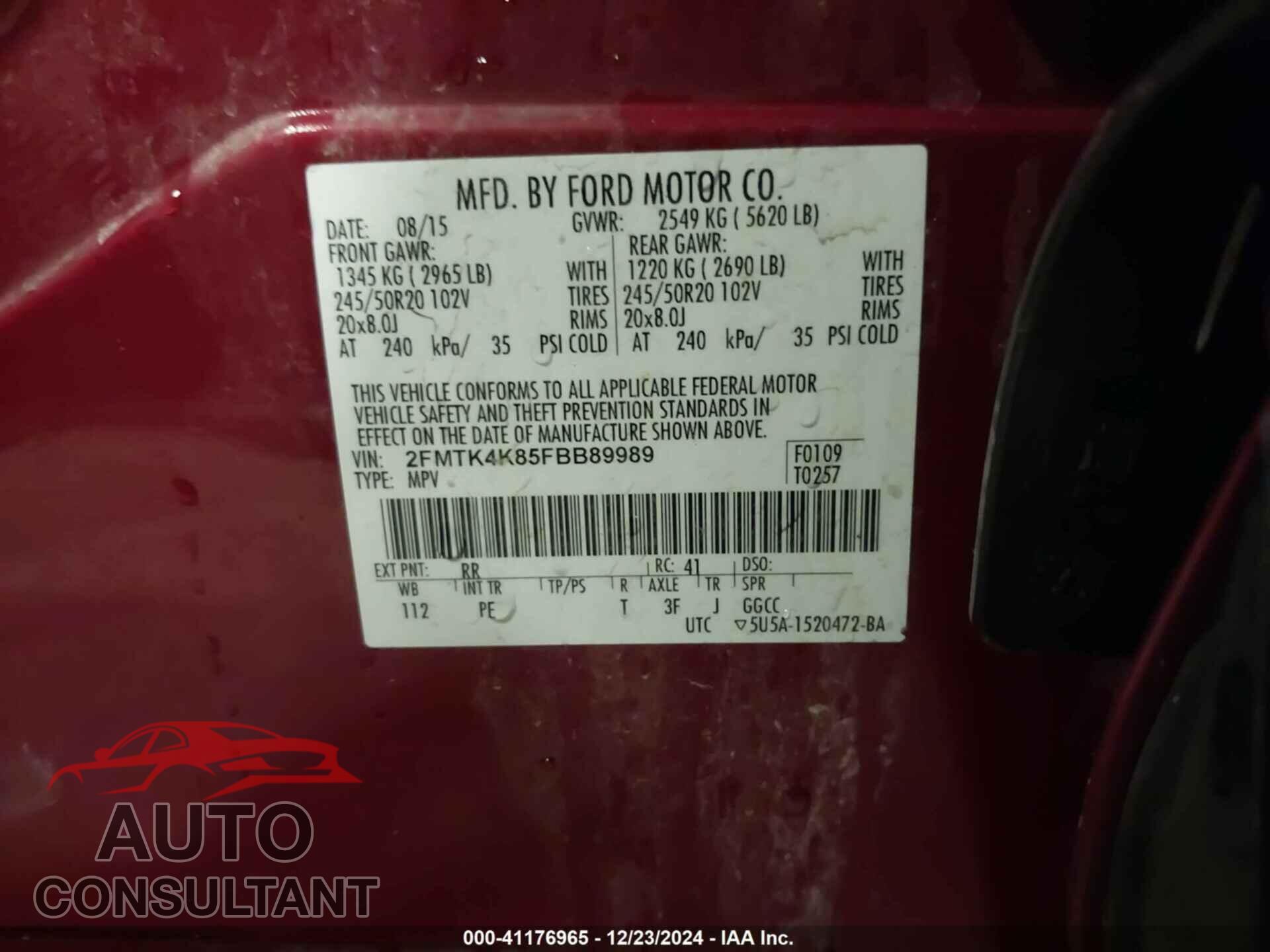 FORD EDGE 2015 - 2FMTK4K85FBB89989