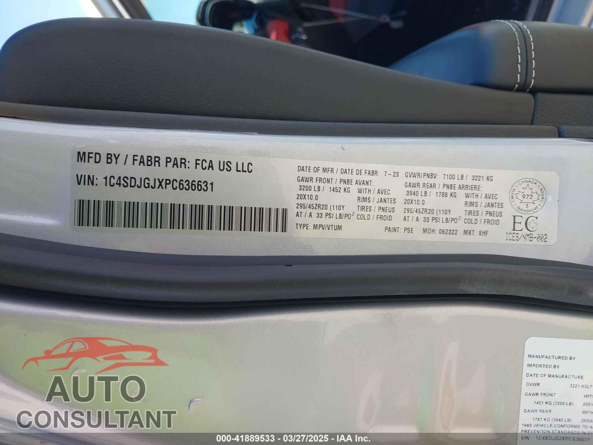DODGE DURANGO 2023 - 1C4SDJGJXPC636631