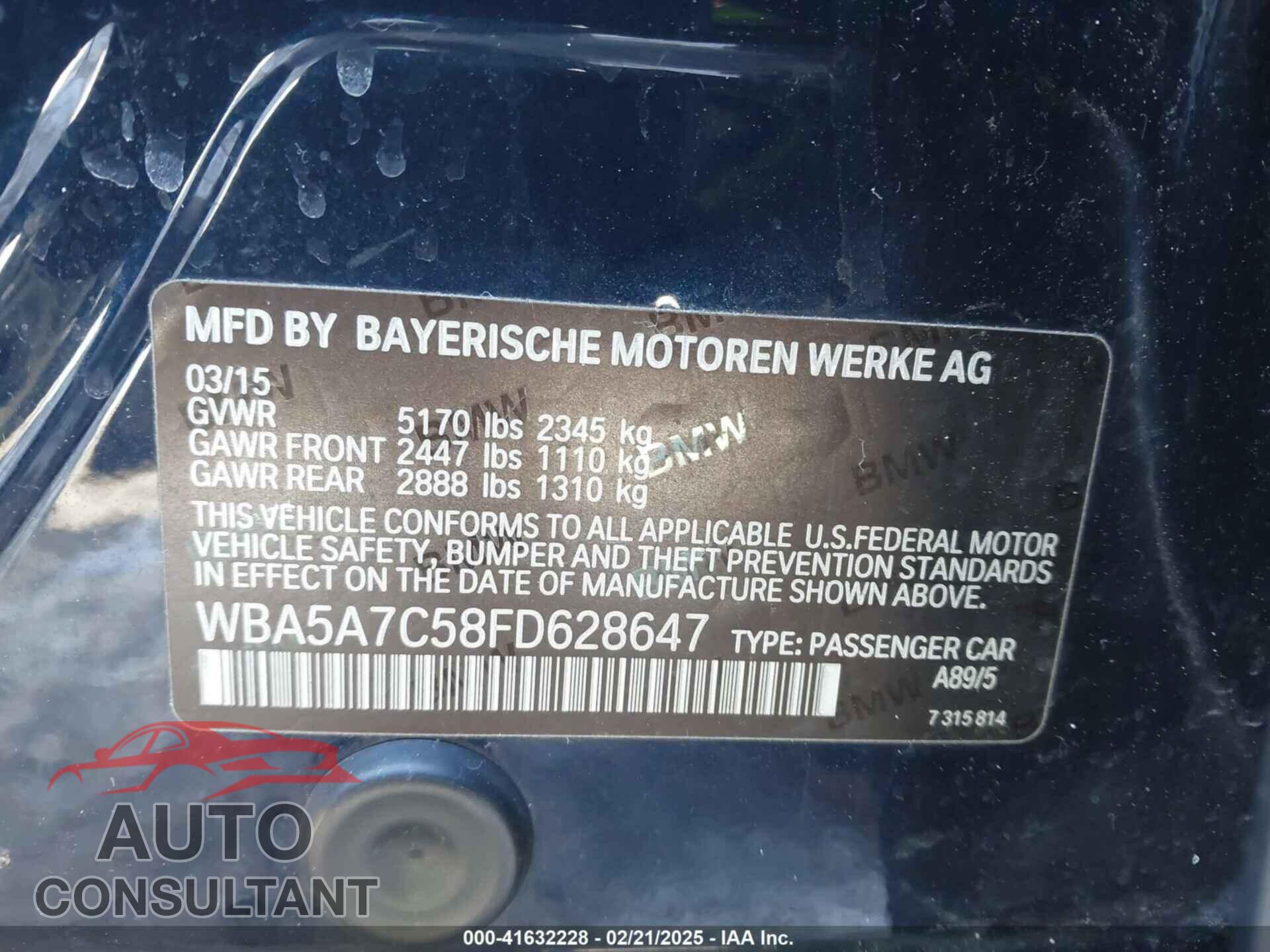 BMW 528I 2015 - WBA5A7C58FD628647