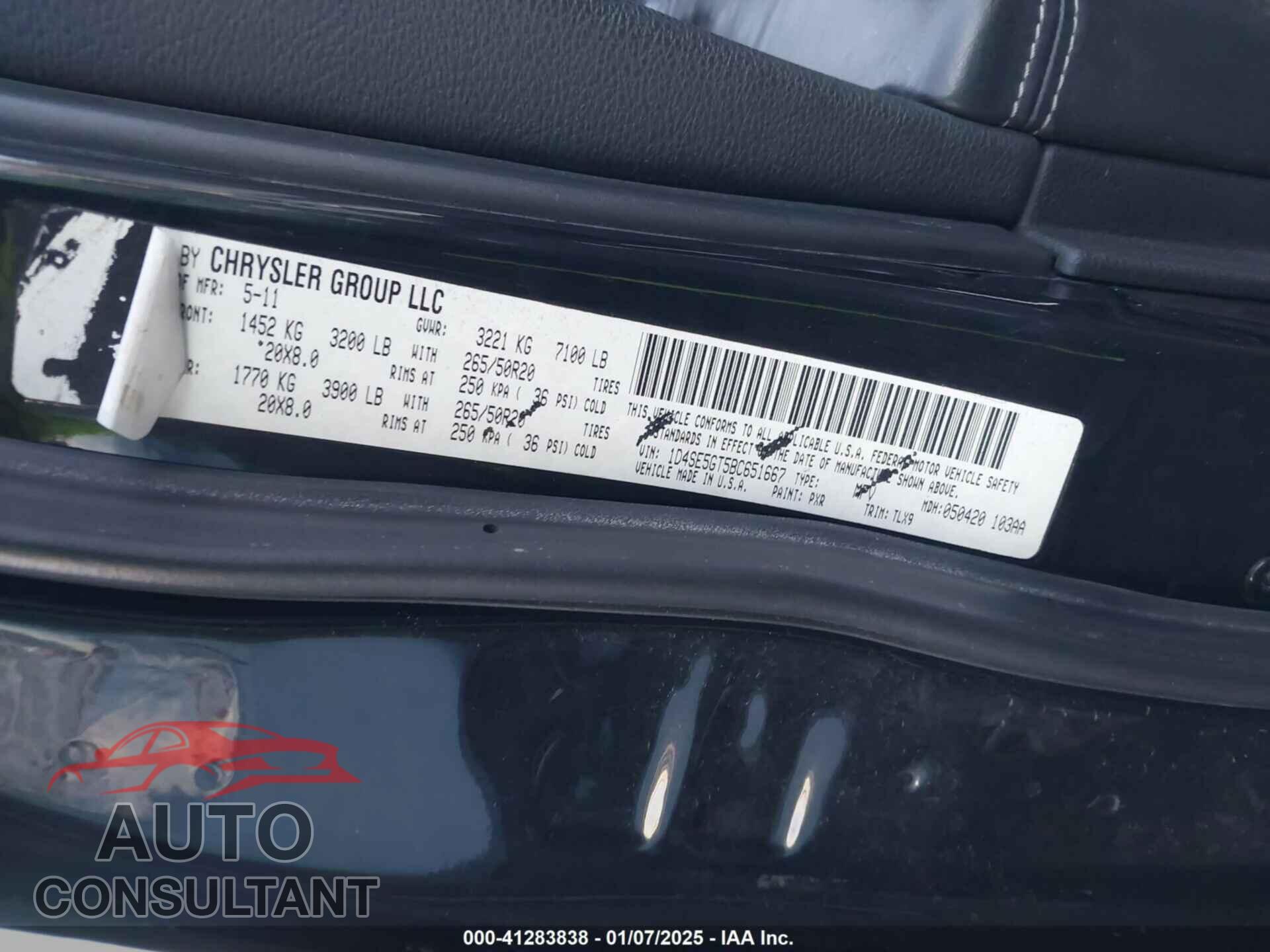 DODGE DURANGO 2011 - 1D4SE5GT5BC651667