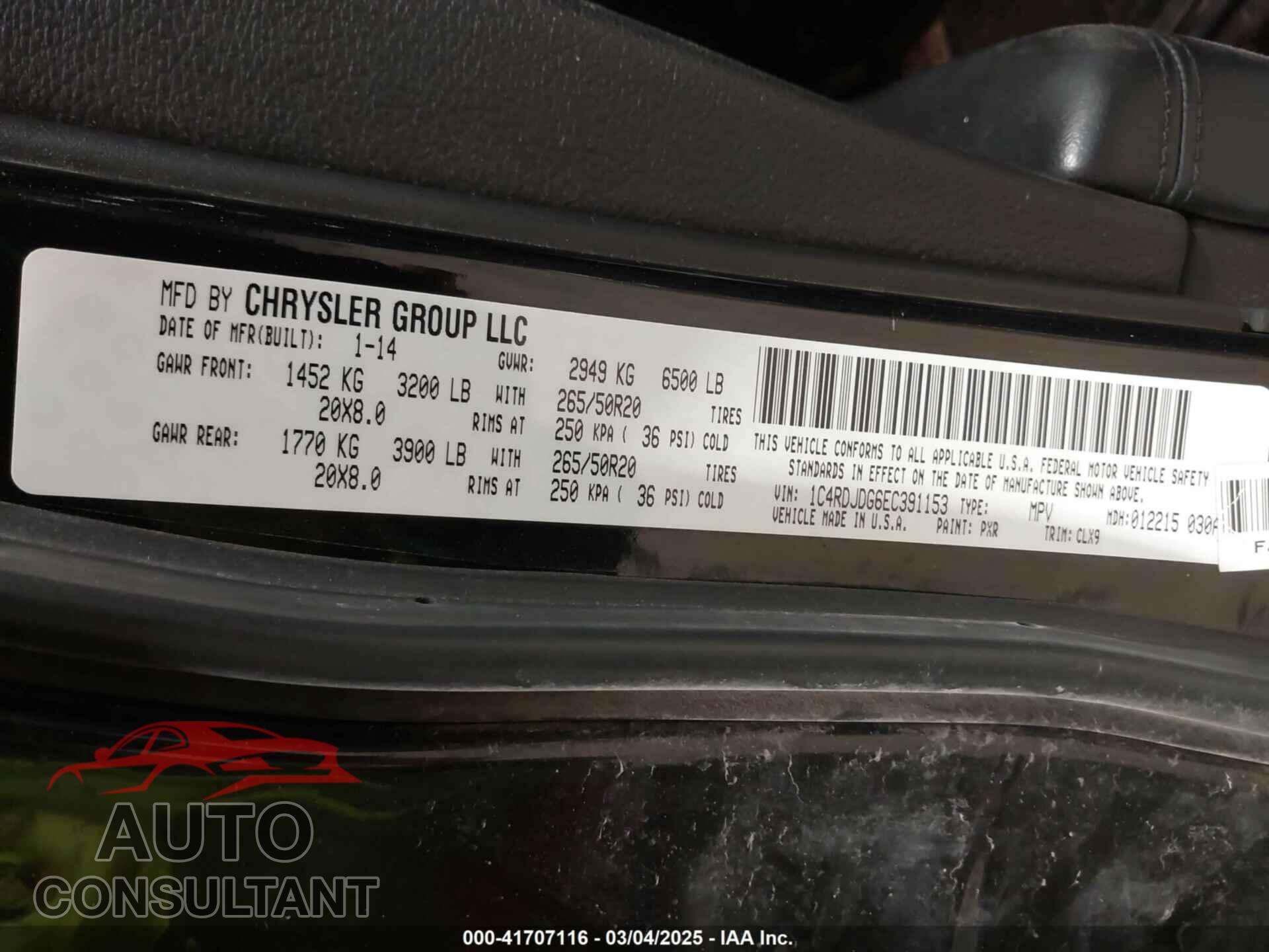 DODGE DURANGO 2014 - 1C4RDJDG6EC391153