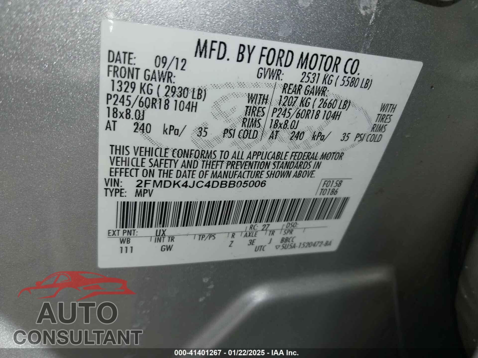 FORD EDGE 2013 - 2FMDK4JC4DBB05006