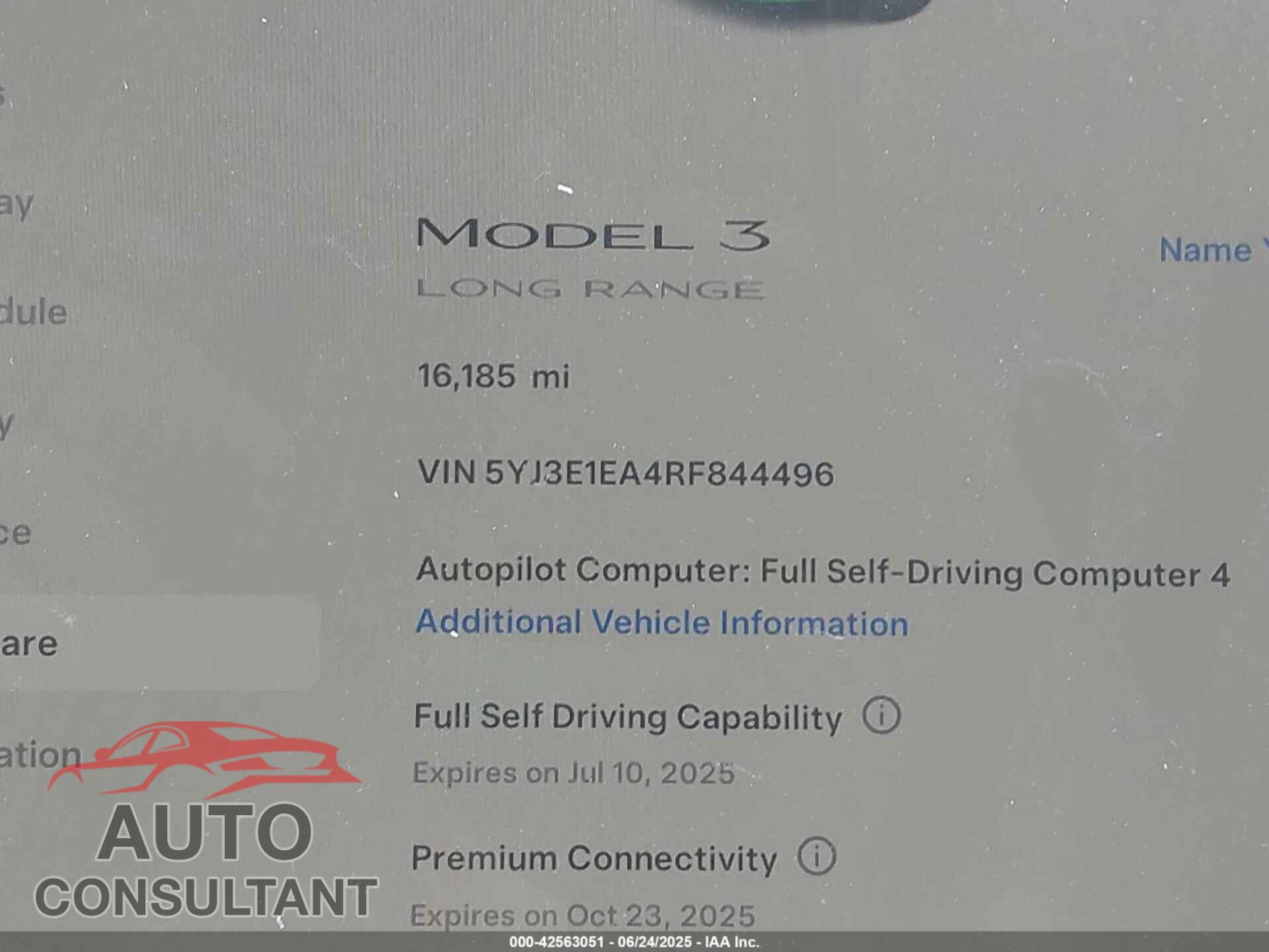 TESLA MODEL 3 2024 - 5YJ3E1EA4RF844496