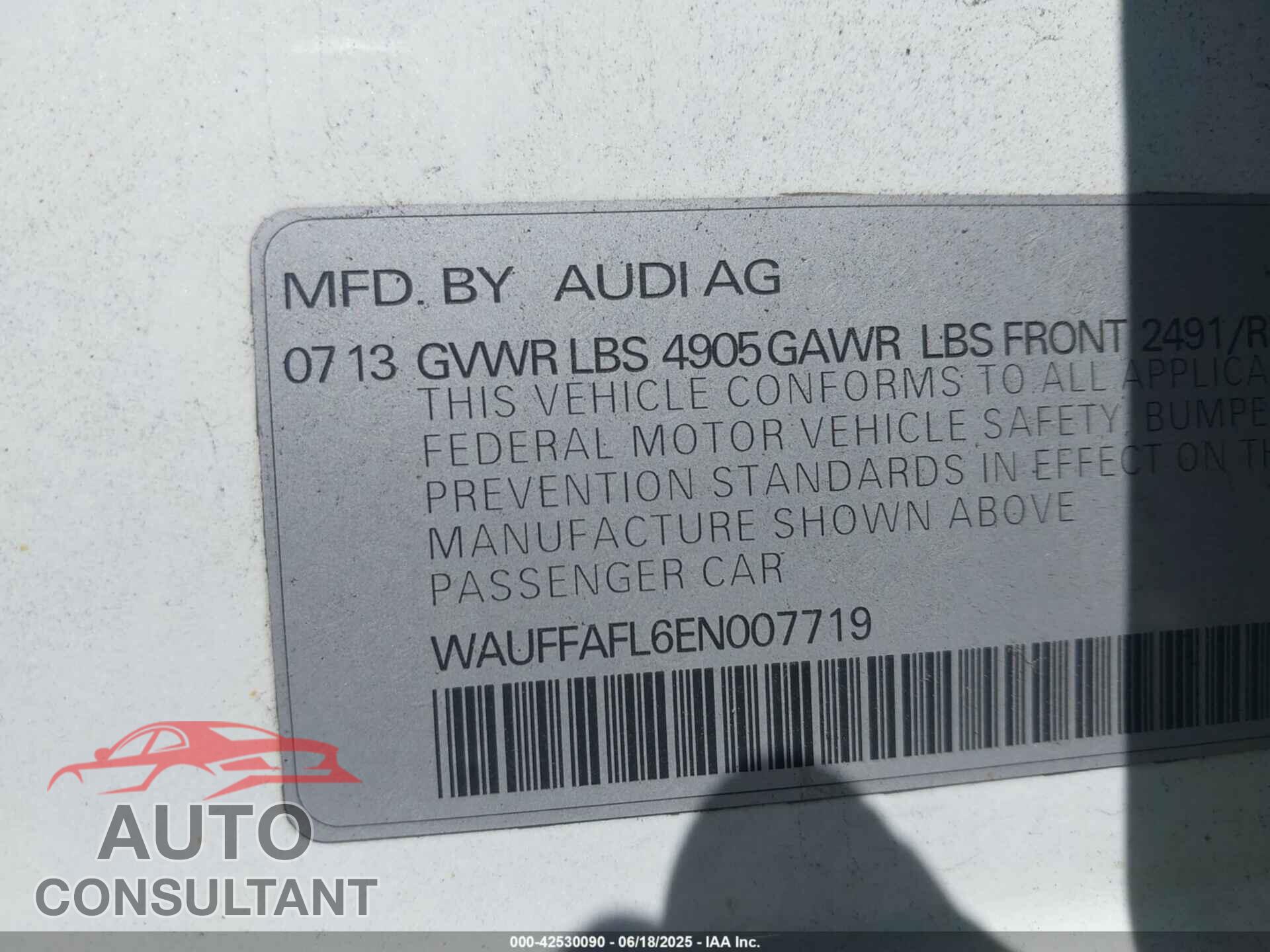 AUDI A4 2014 - WAUFFAFL6EN007719