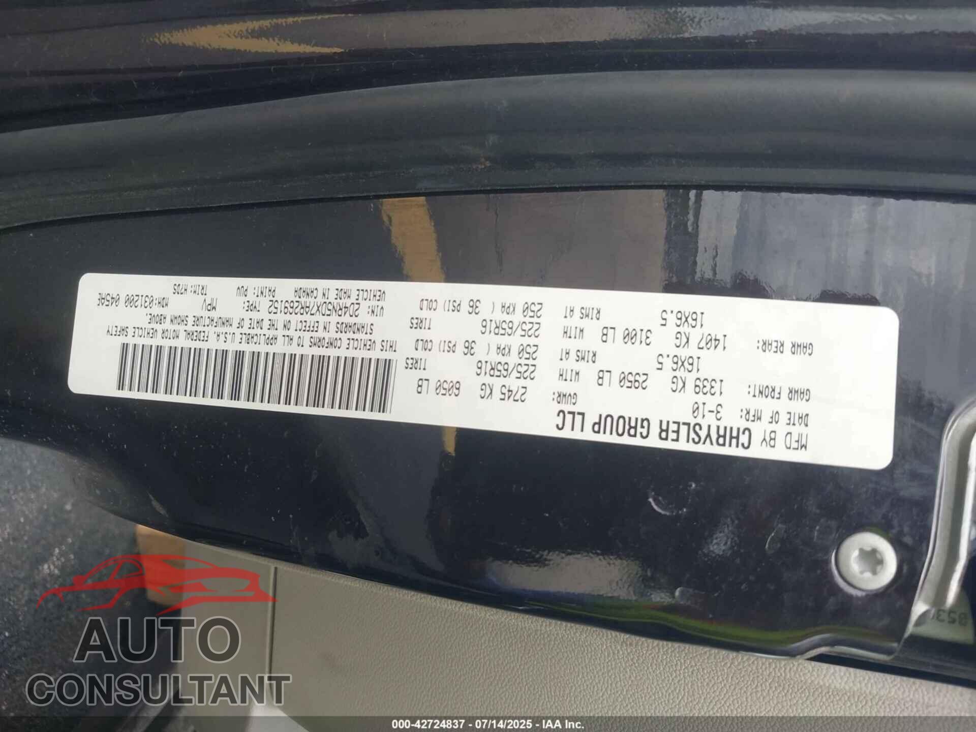 DODGE GRAND CARAVAN 2010 - 2D4RN5DX7AR269152