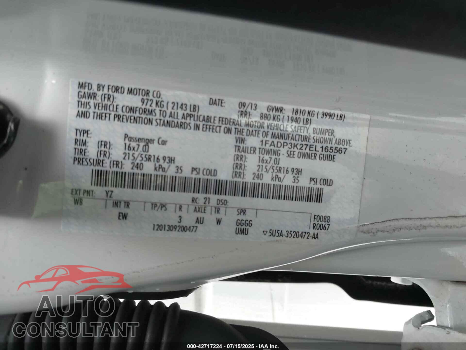 FORD FOCUS 2014 - 1FADP3K27EL165567