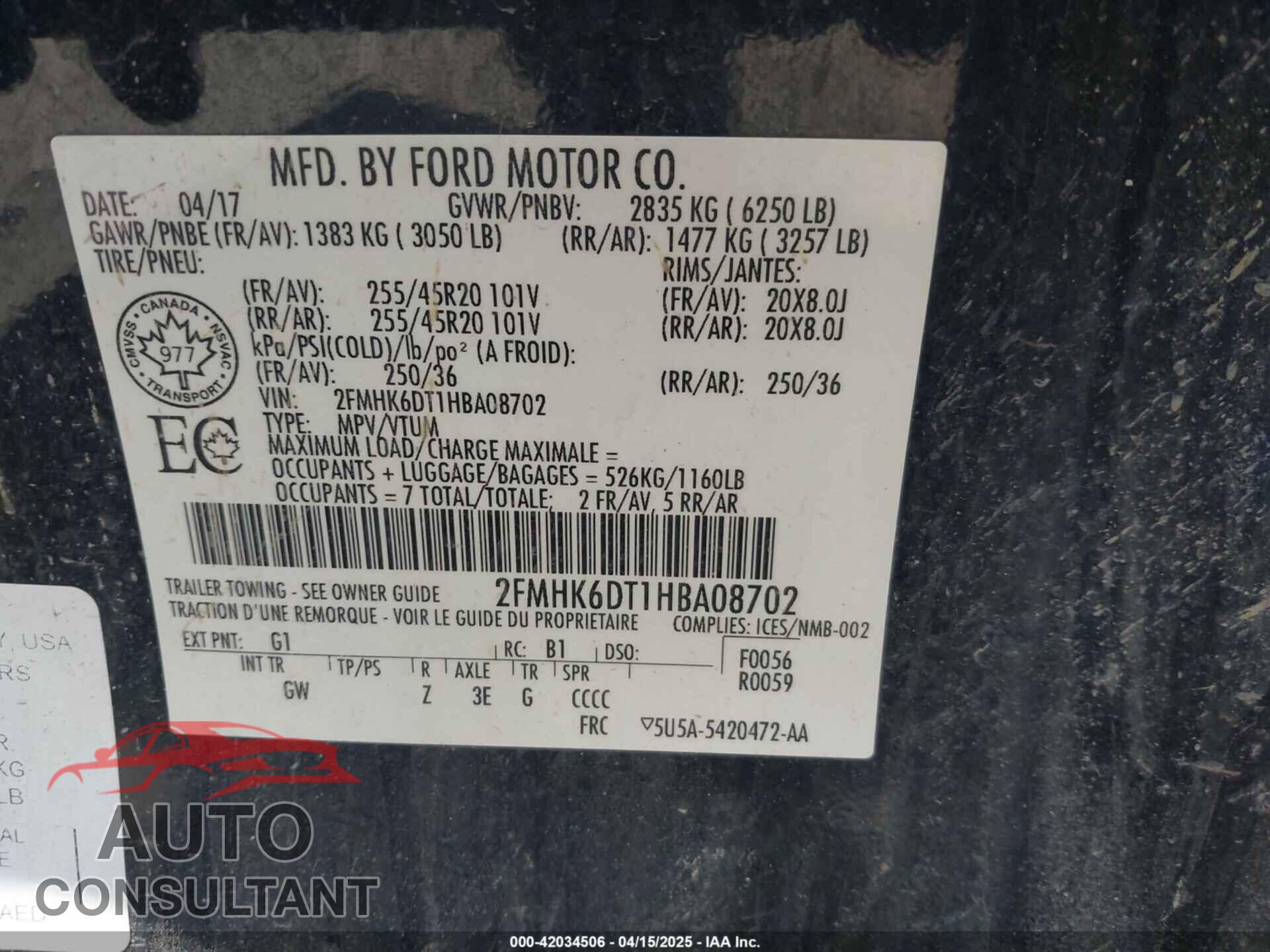 FORD FLEX 2017 - 2FMHK6DT1HBA08702