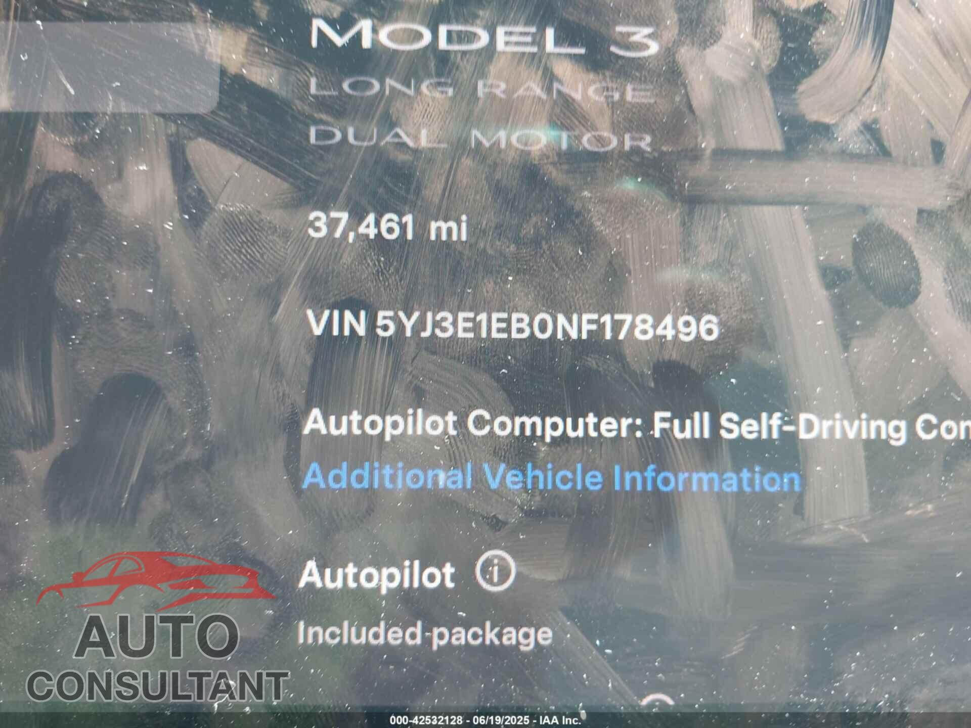 TESLA MODEL 3 2022 - 5YJ3E1EB0NF178496