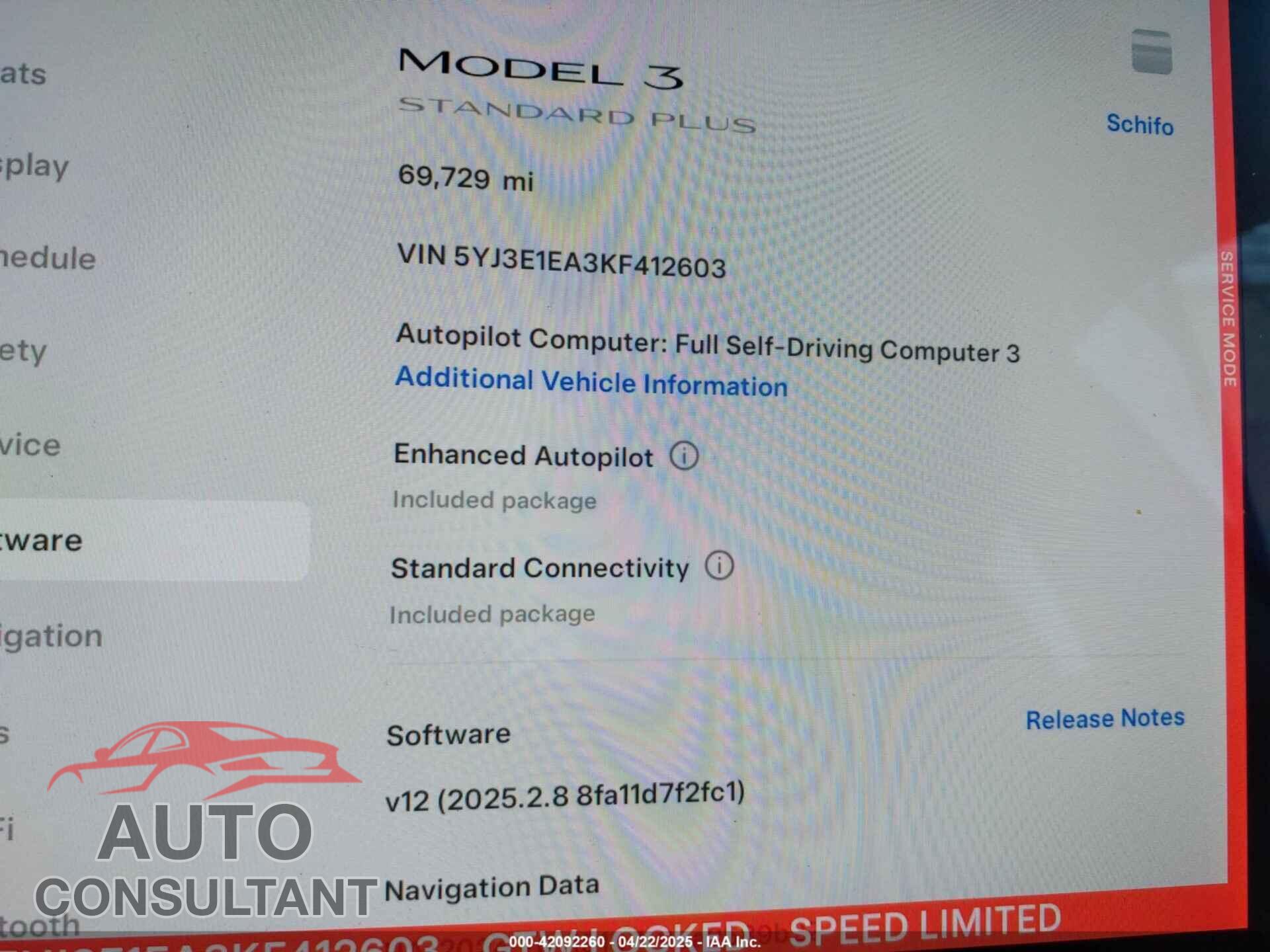 TESLA MODEL 3 2019 - 5YJ3E1EA3KF412603