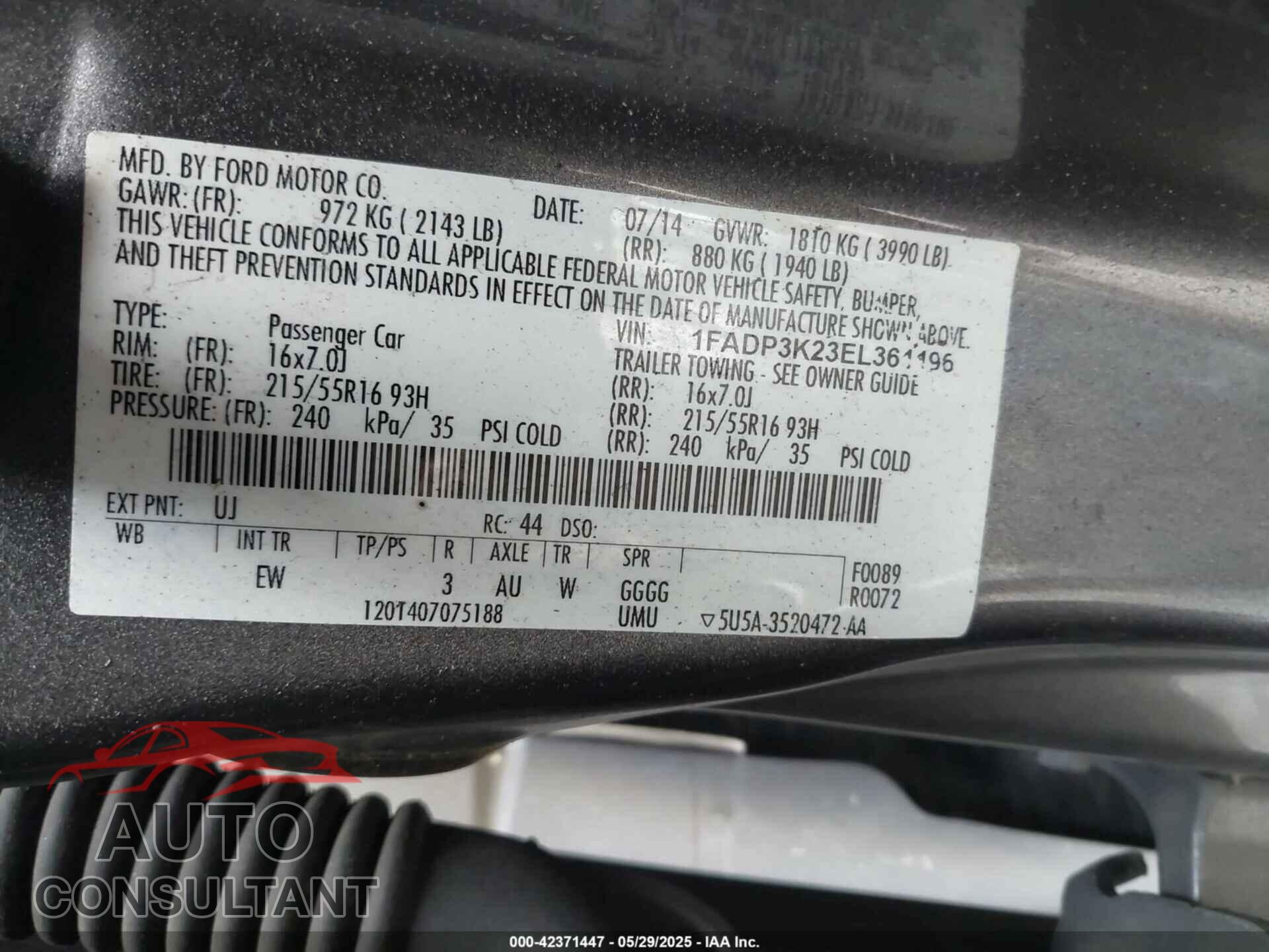 FORD FOCUS 2014 - 1FADP3K23EL361196