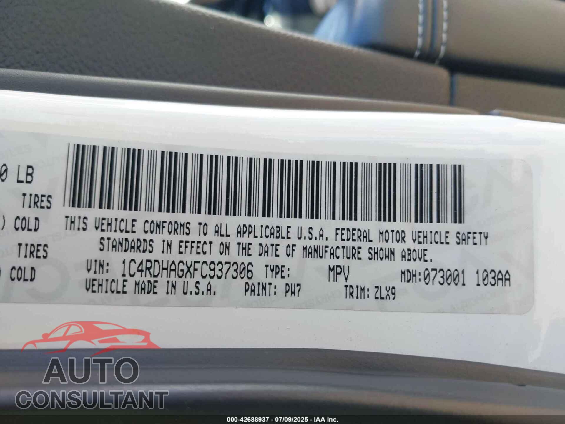 DODGE DURANGO 2015 - 1C4RDHAGXFC937306