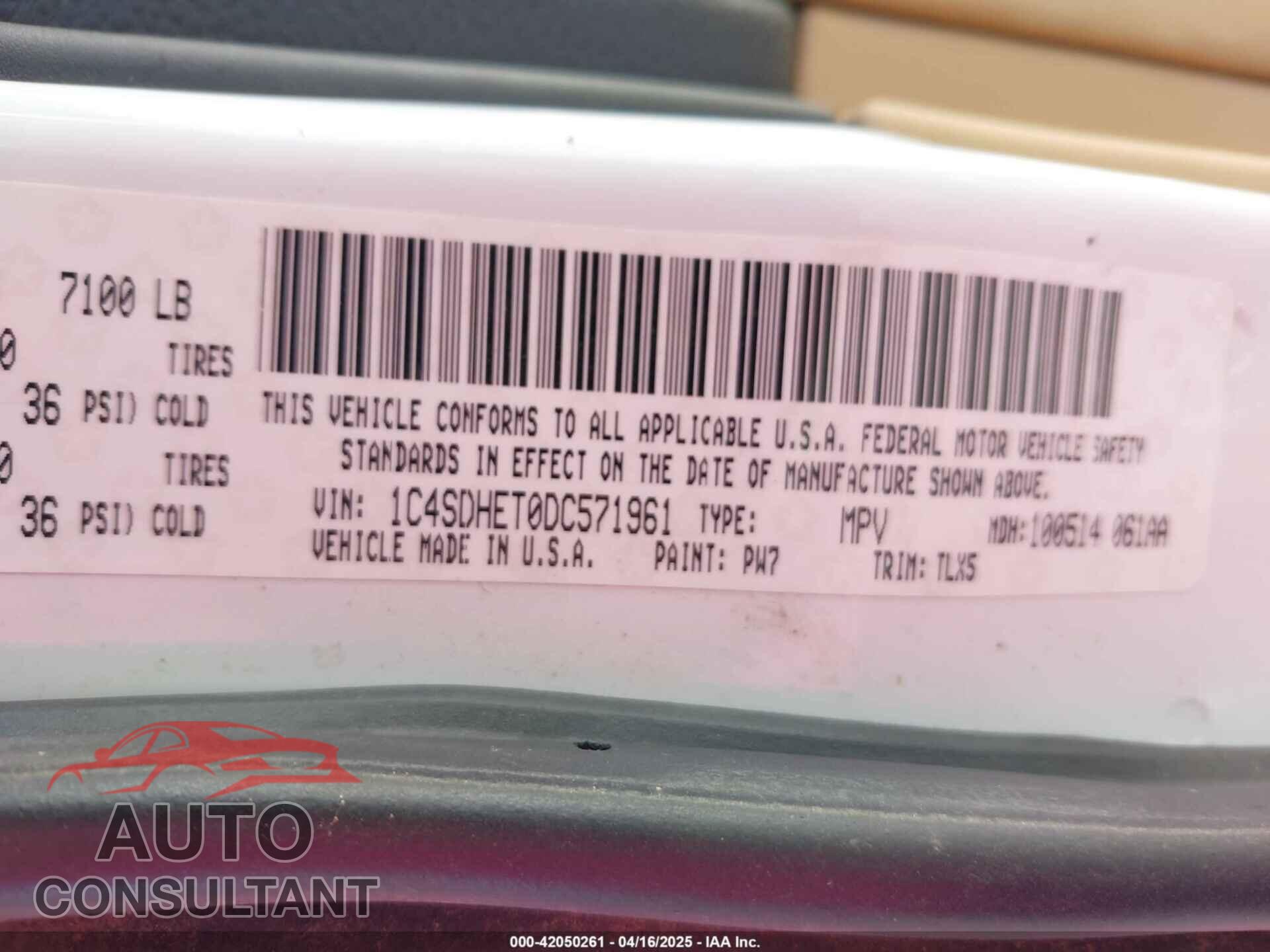 DODGE DURANGO 2013 - 1C4SDHET0DC571961
