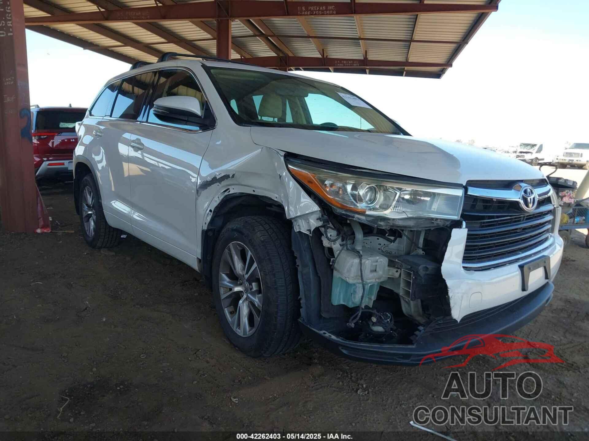 TOYOTA HIGHLANDER 2015 - 5TDBKRFH1FS135742