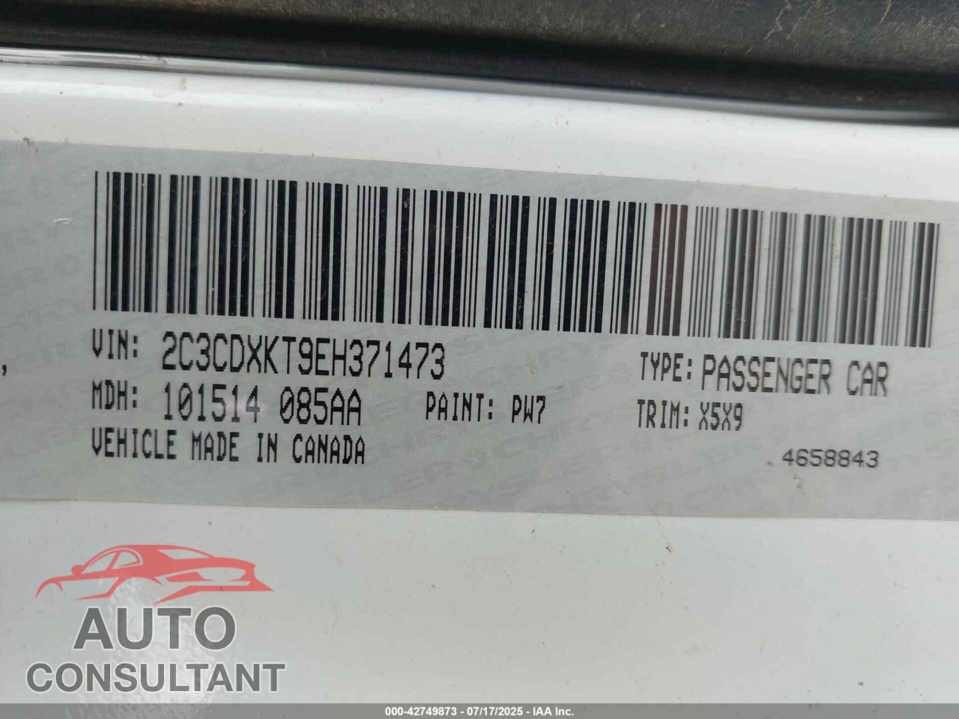 DODGE CHARGER 2014 - 2C3CDXKT9EH371473