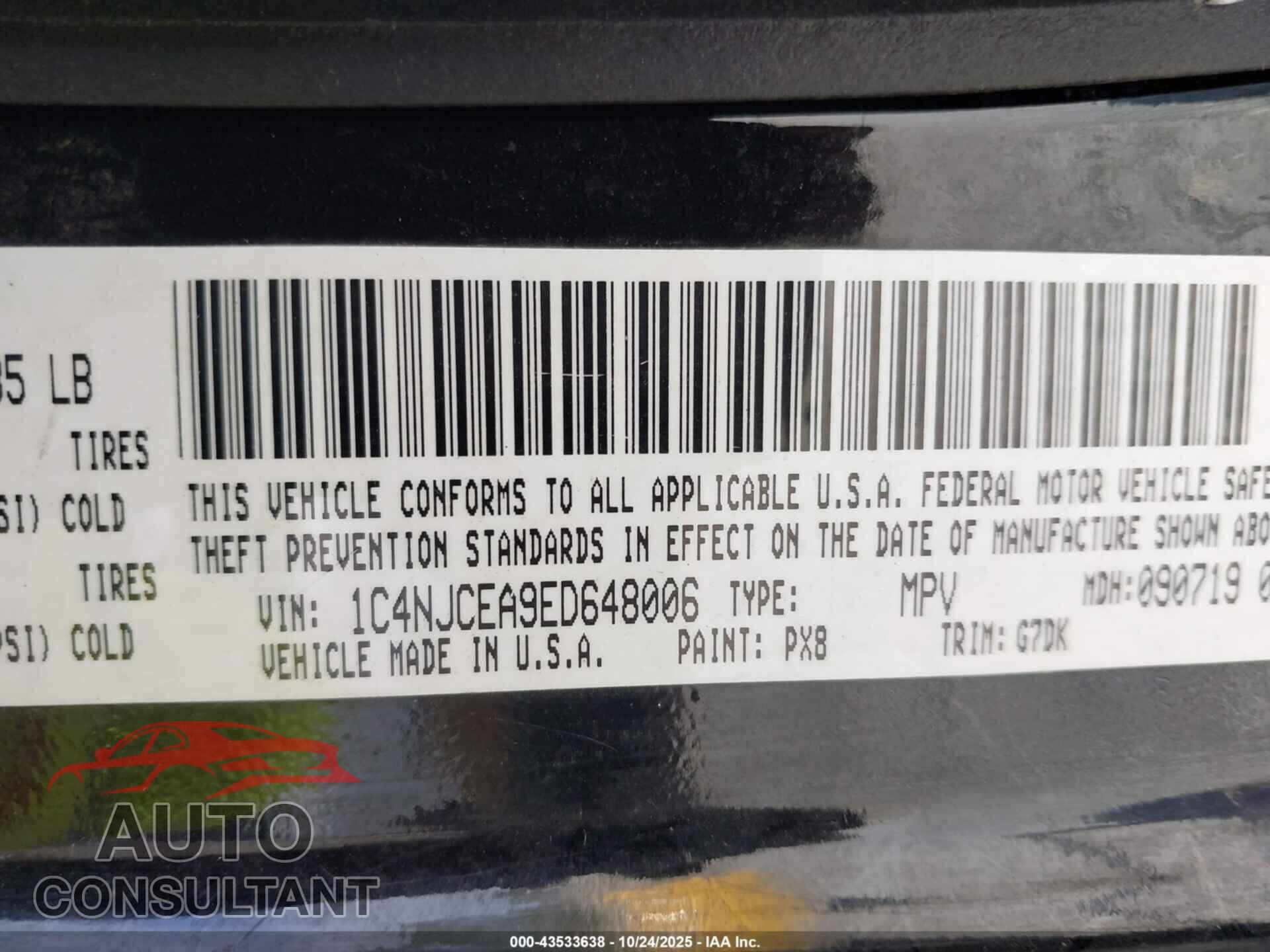 JEEP COMPASS 2014 - 1C4NJCEA9ED648006