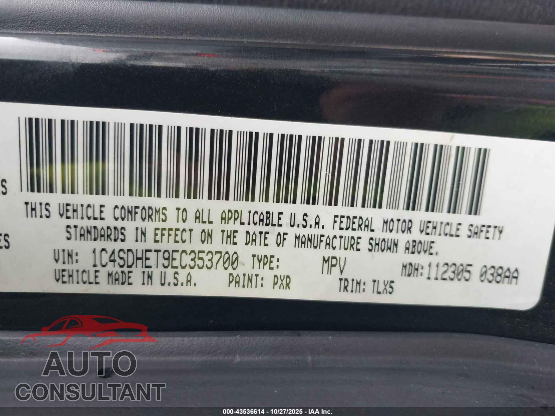 DODGE DURANGO 2014 - 1C4SDHET9EC353700