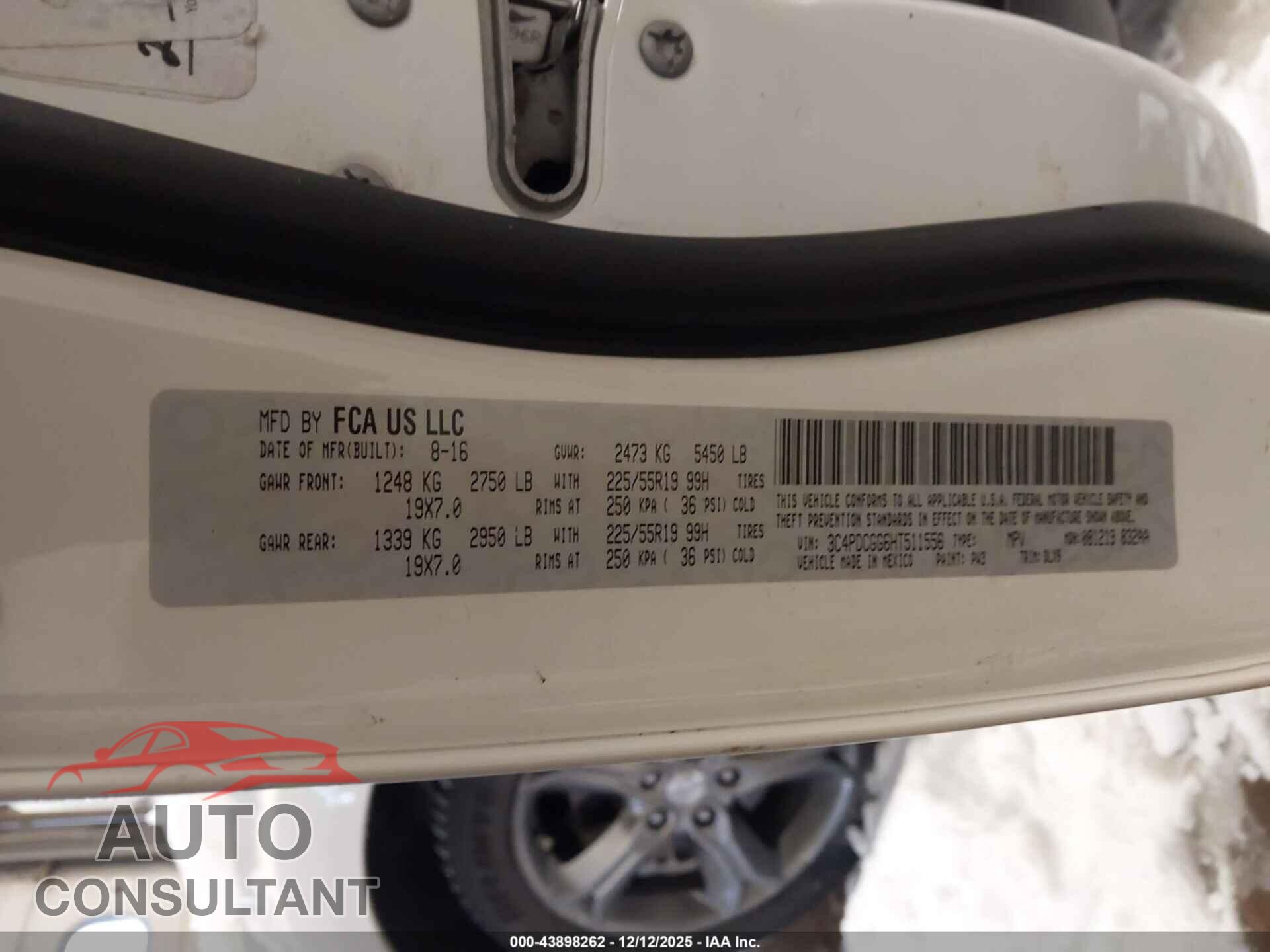 DODGE JOURNEY 2017 - 3C4PDCGG6HT511556