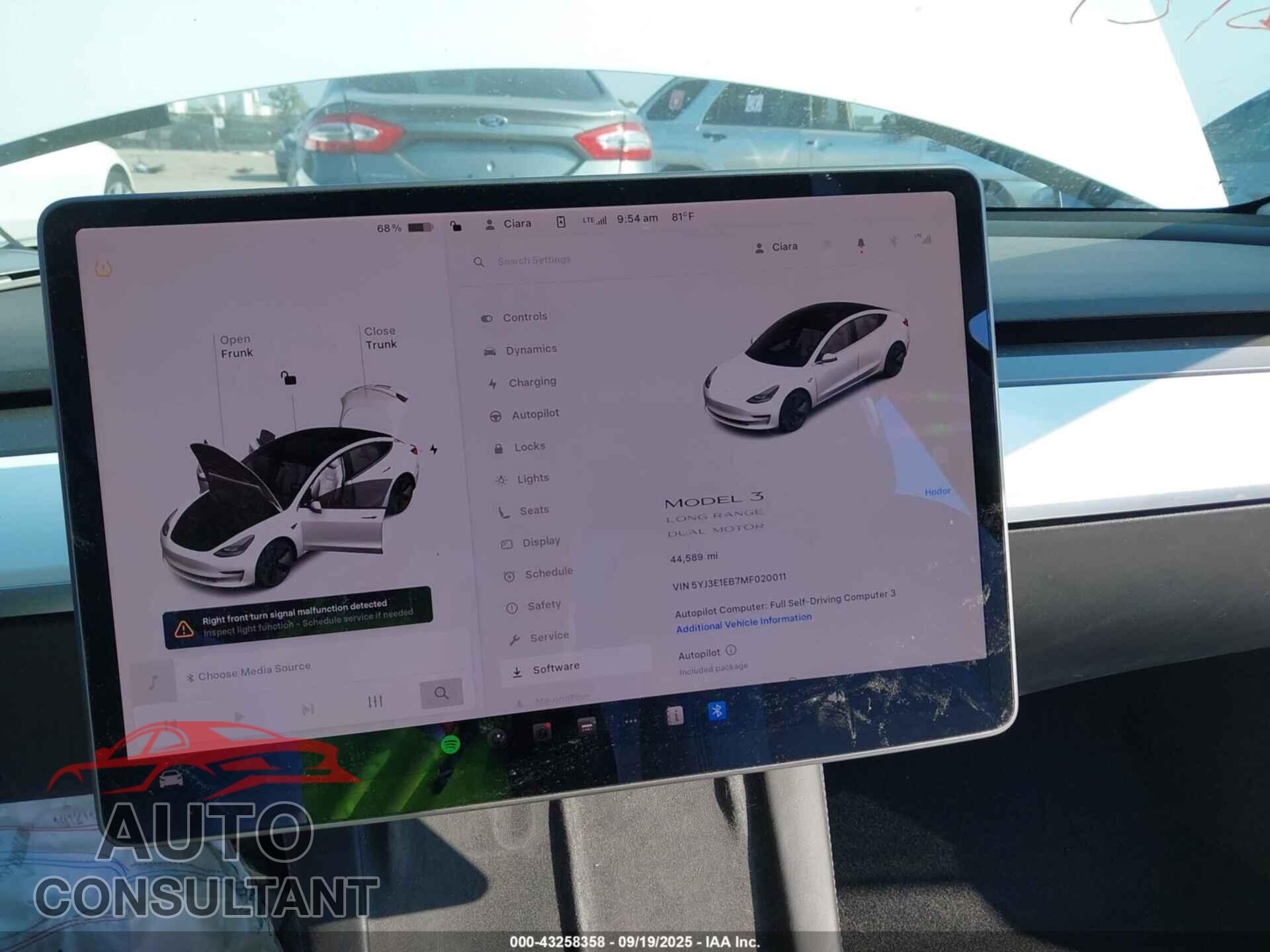 TESLA MODEL 3 2021 - 5YJ3E1EB7MF020011