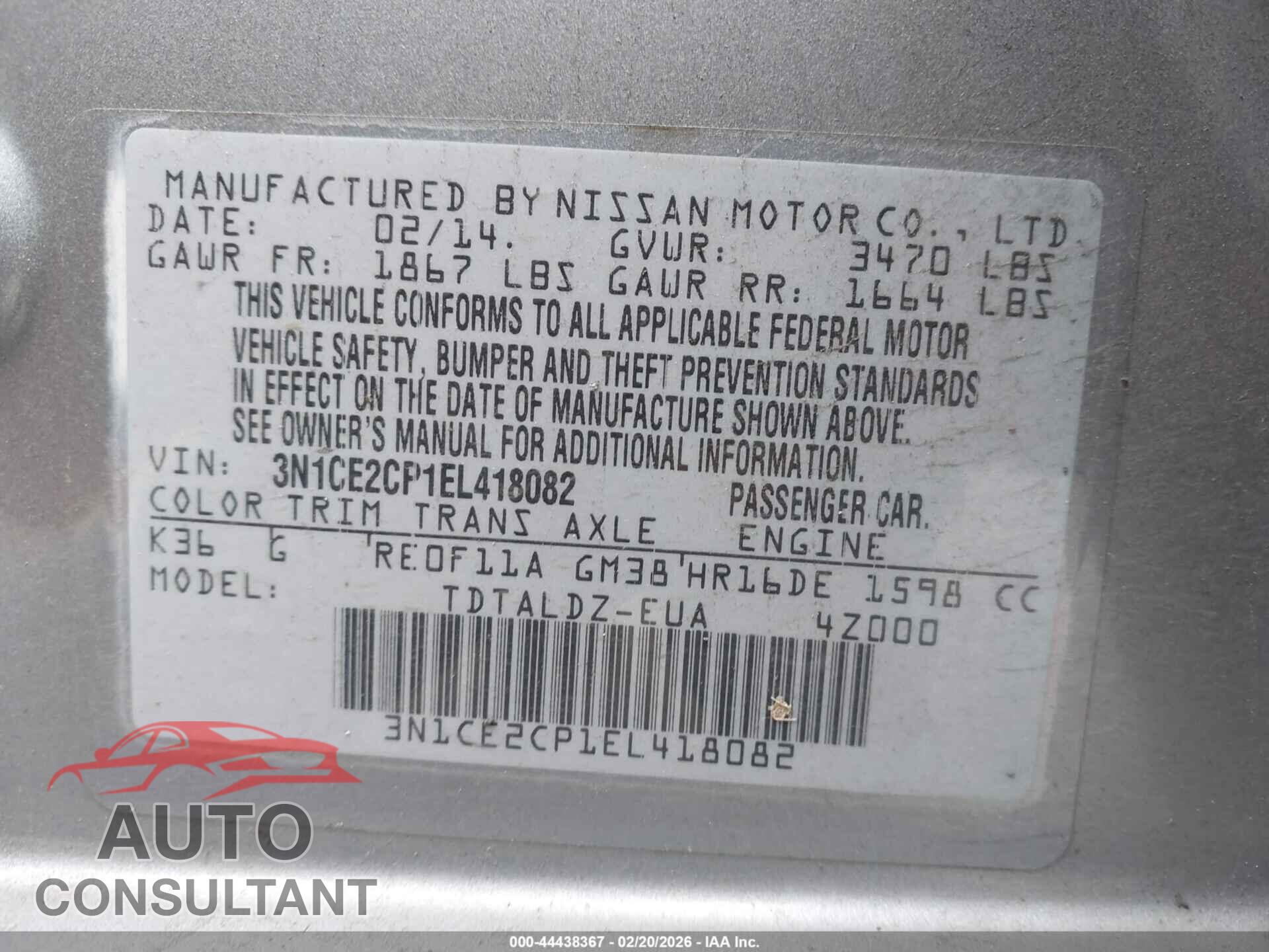 NISSAN VERSA NOTE 2014 - 3N1CE2CP1EL418082