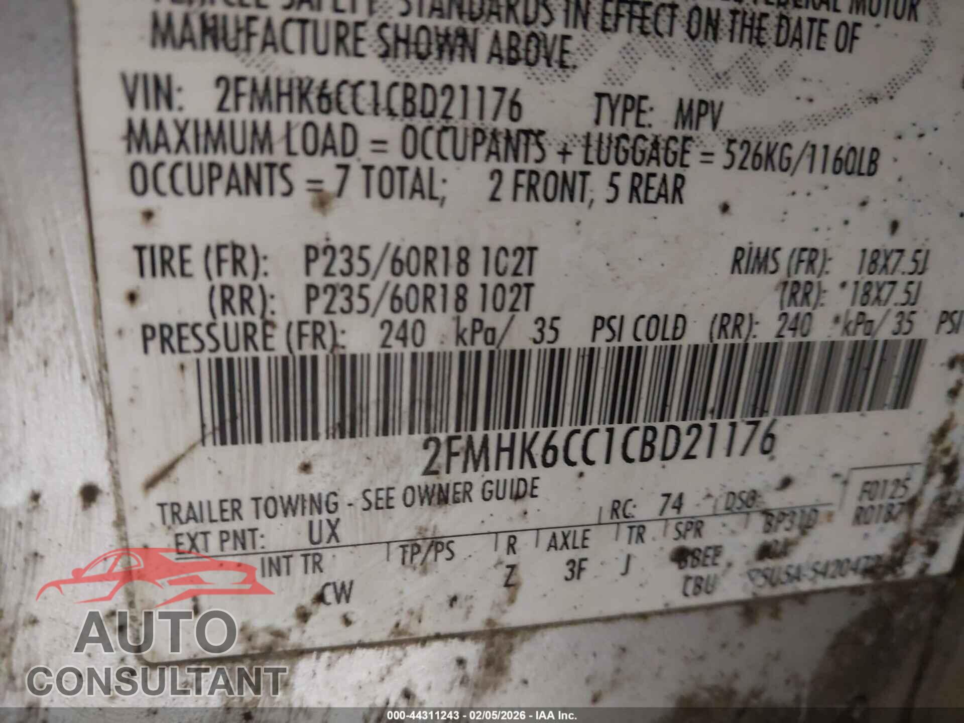 FORD FLEX 2012 - 2FMHK6CC1CBD21176
