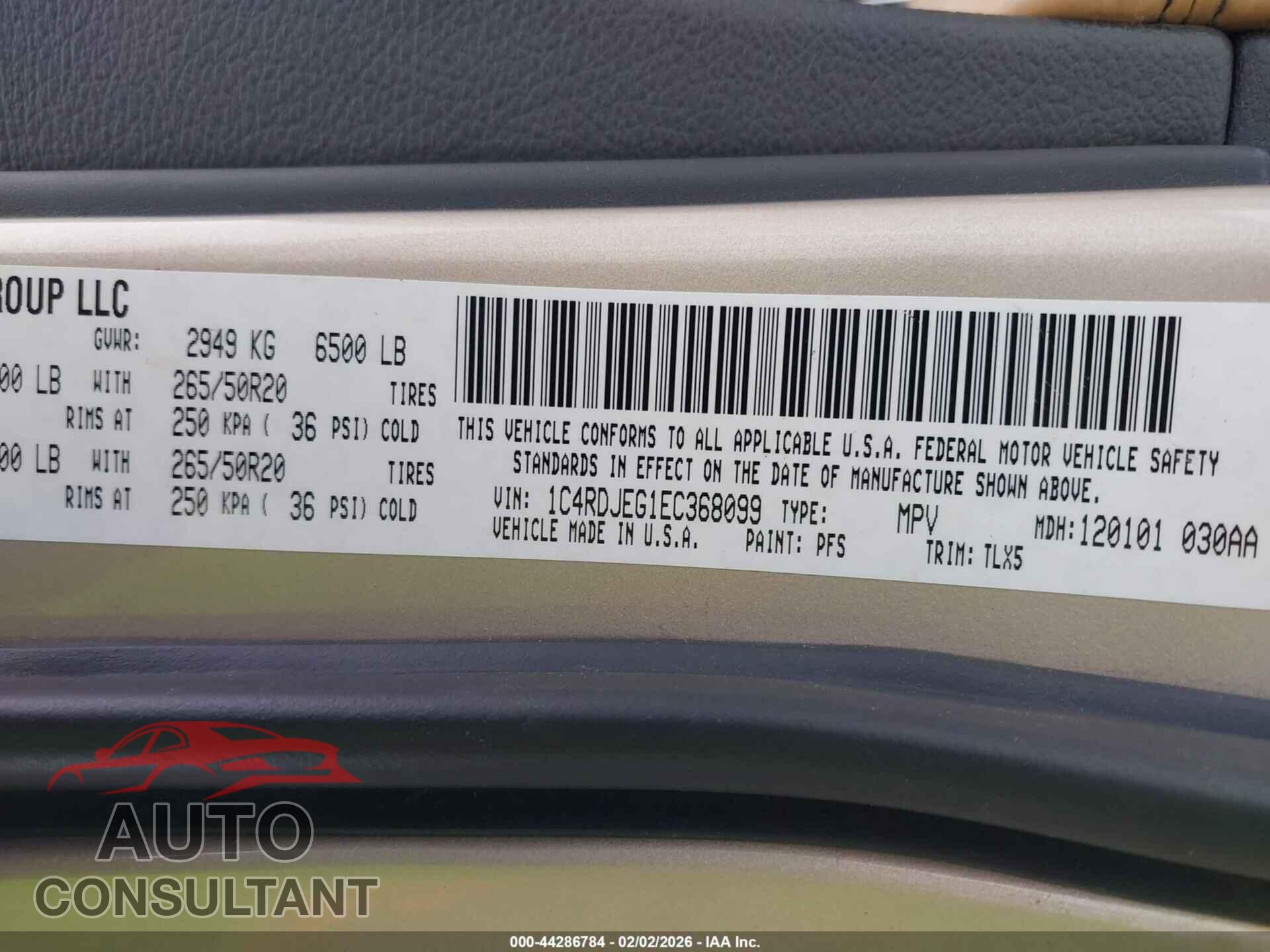 DODGE DURANGO 2014 - 1C4RDJEG1EC368099