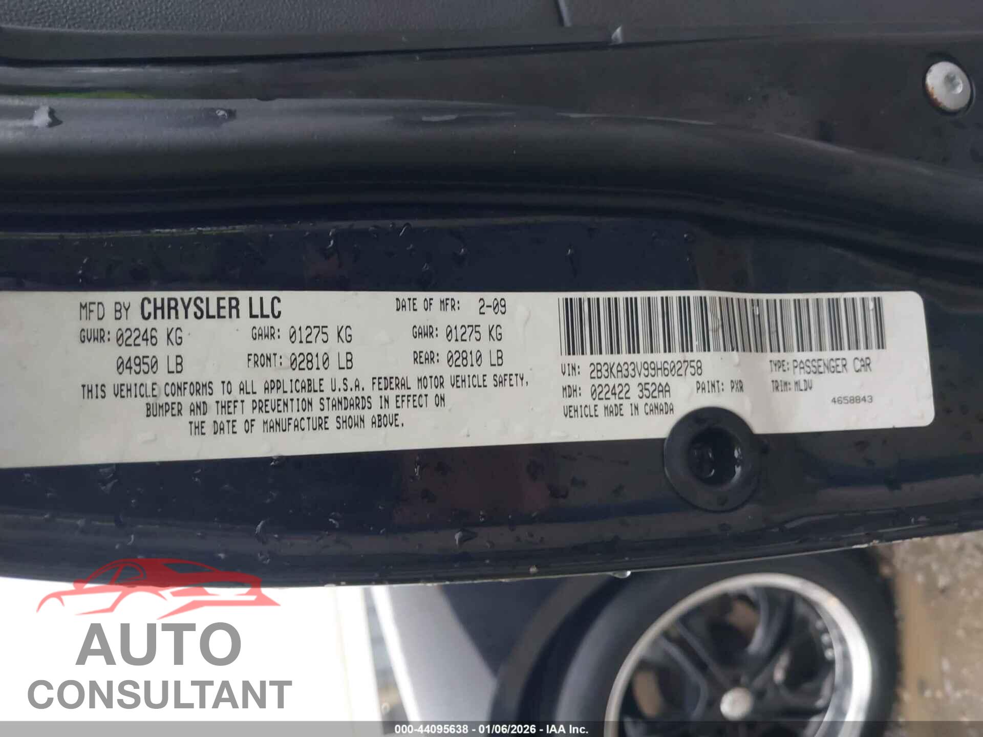DODGE CHARGER 2009 - 2B3KA33V99H602758