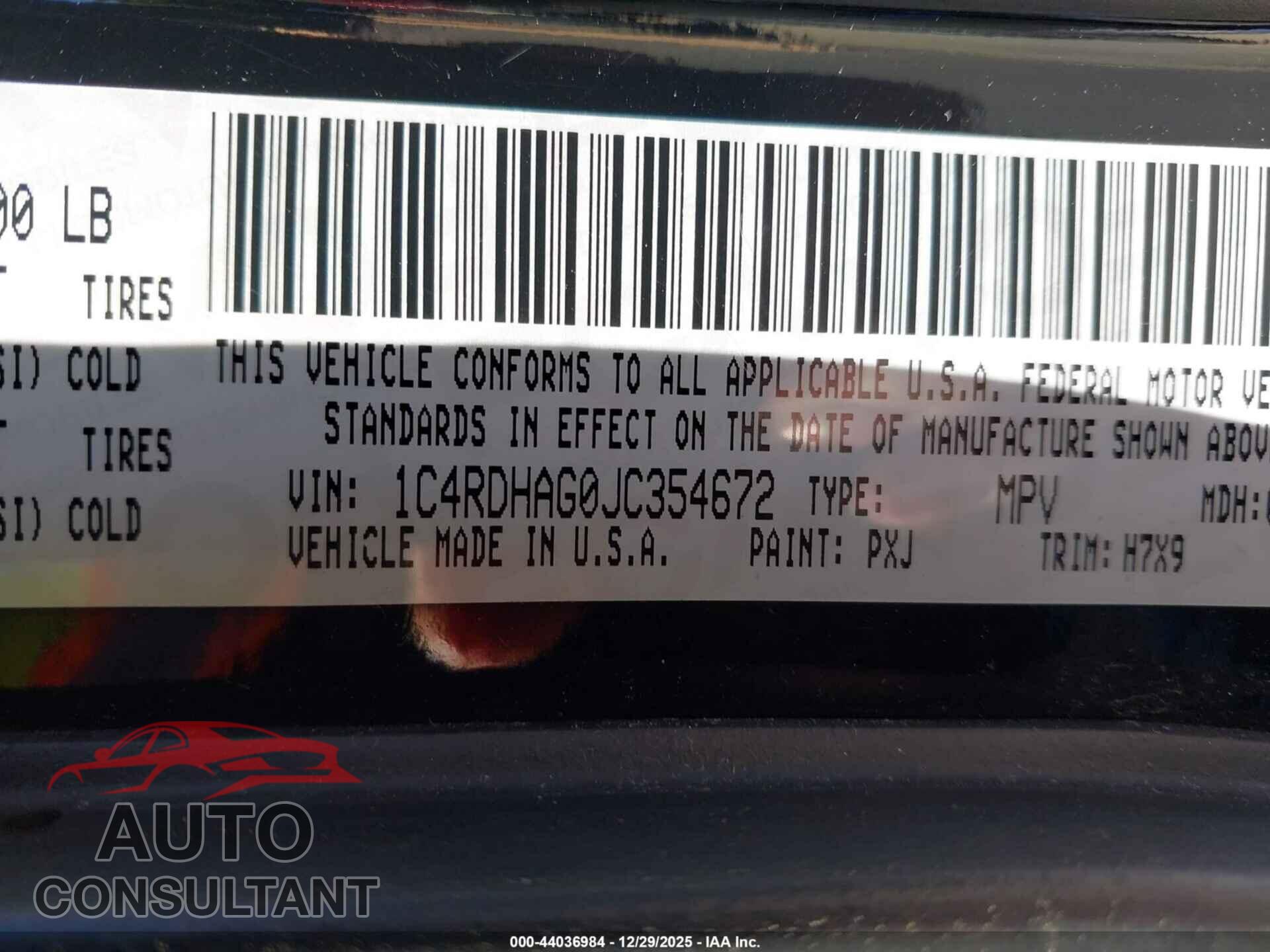 DODGE DURANGO 2018 - 1C4RDHAG0JC354672